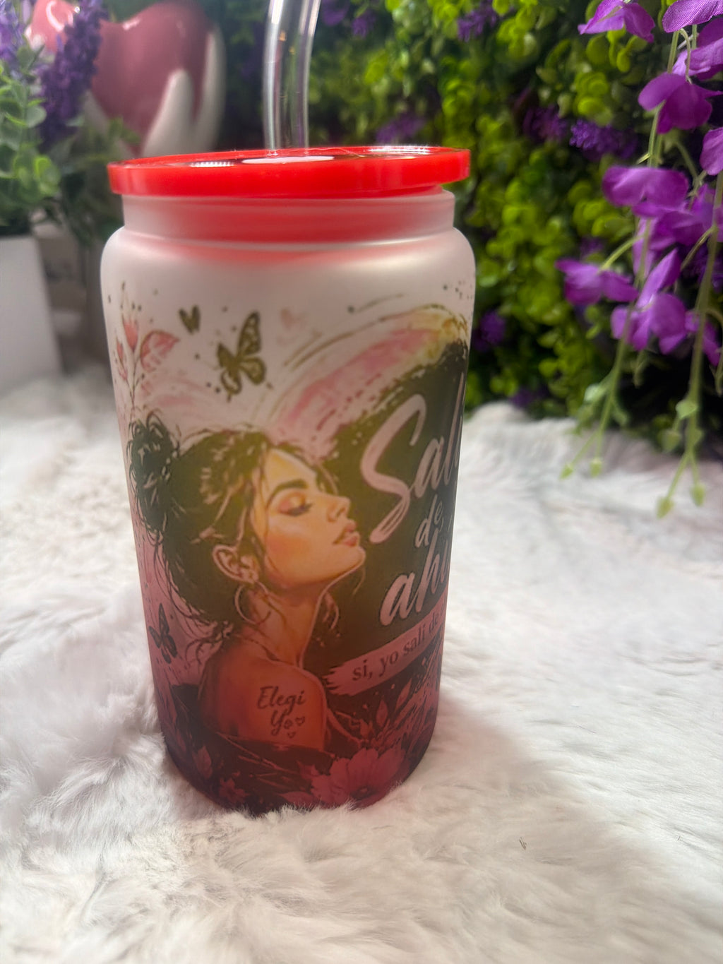 Salí de ahí Frosted glass cup 16 oz