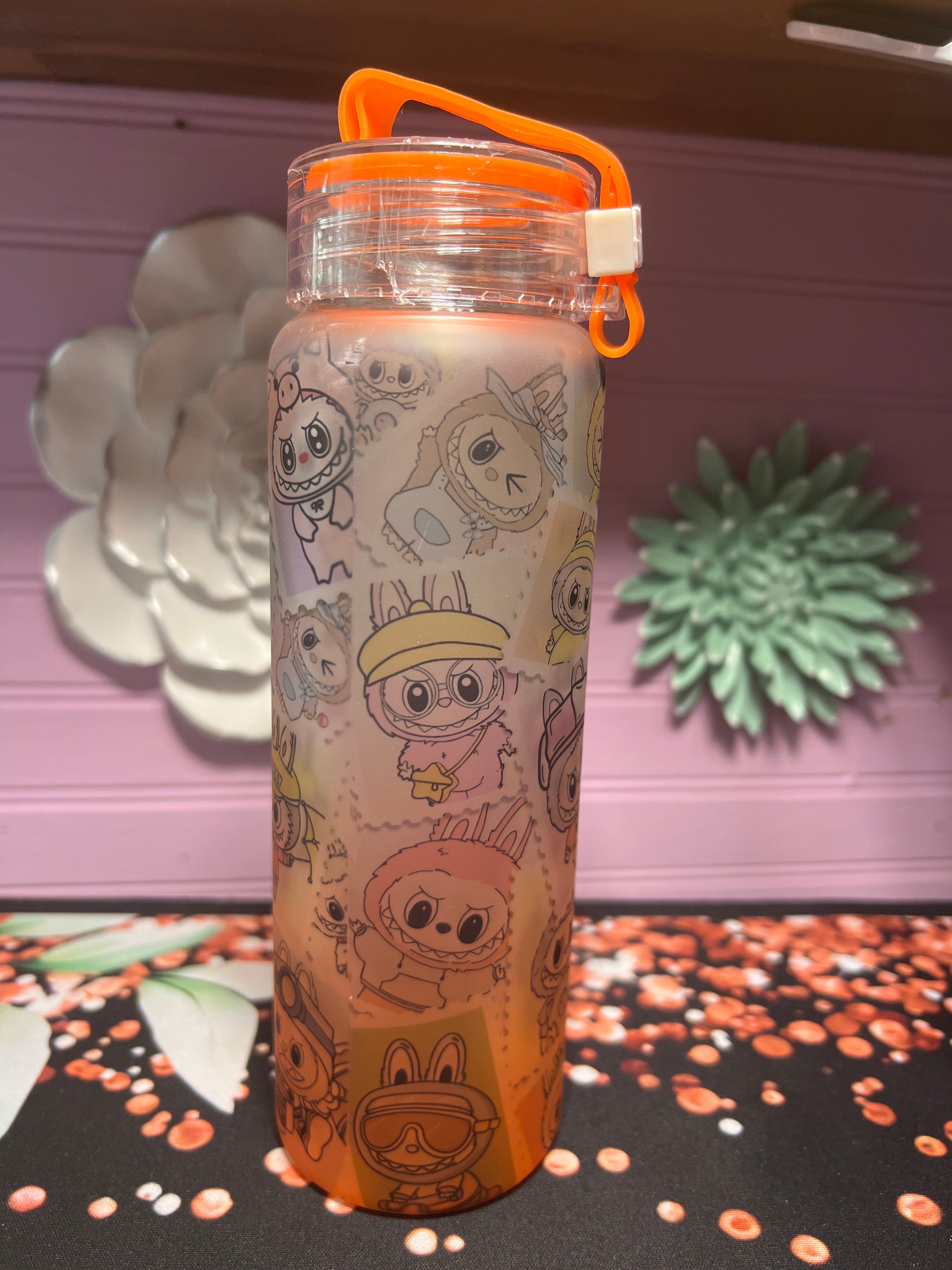 Labubu frosted glass cup 17 oz