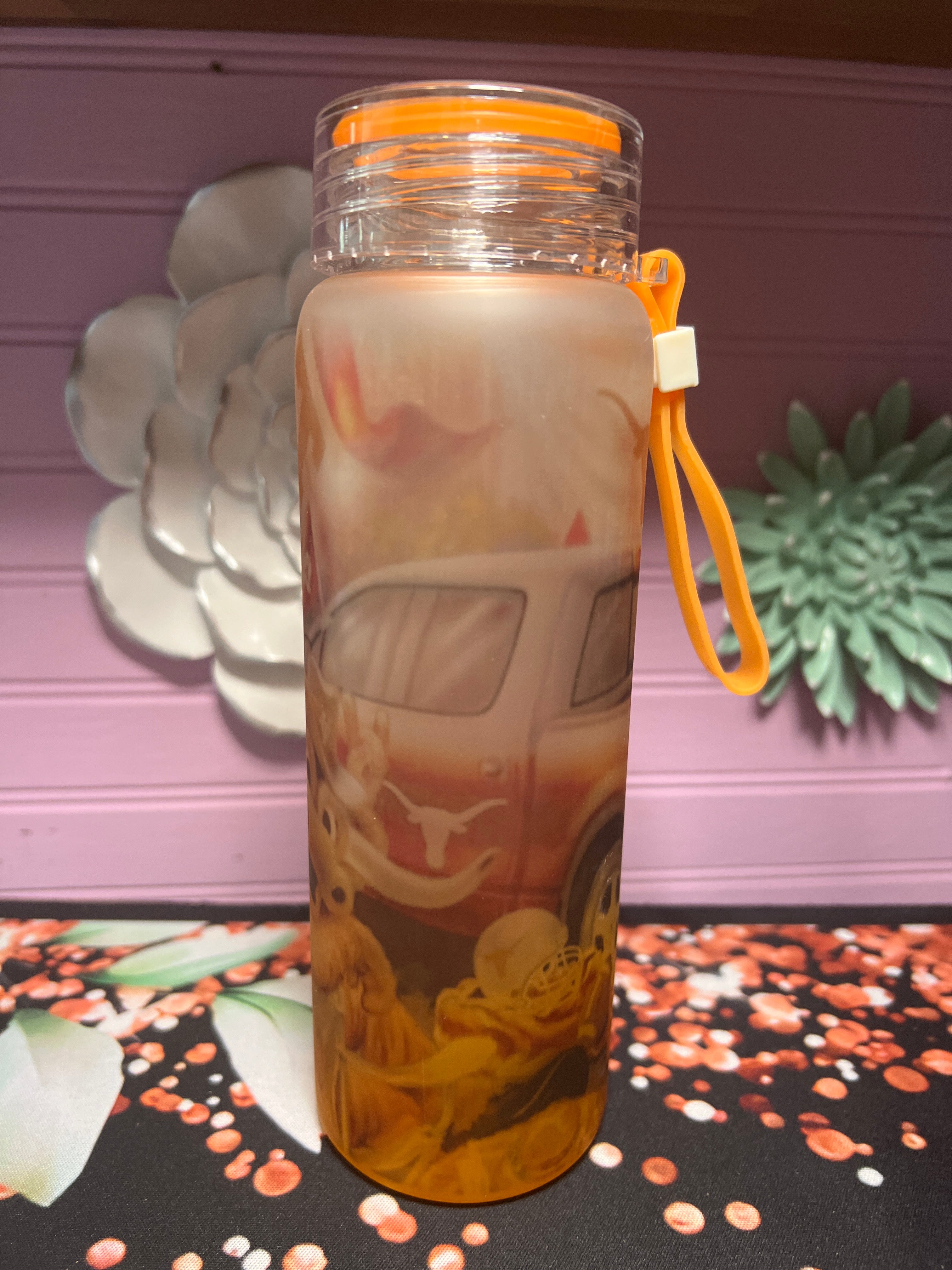 Texas frosted glass cup 17 oz
