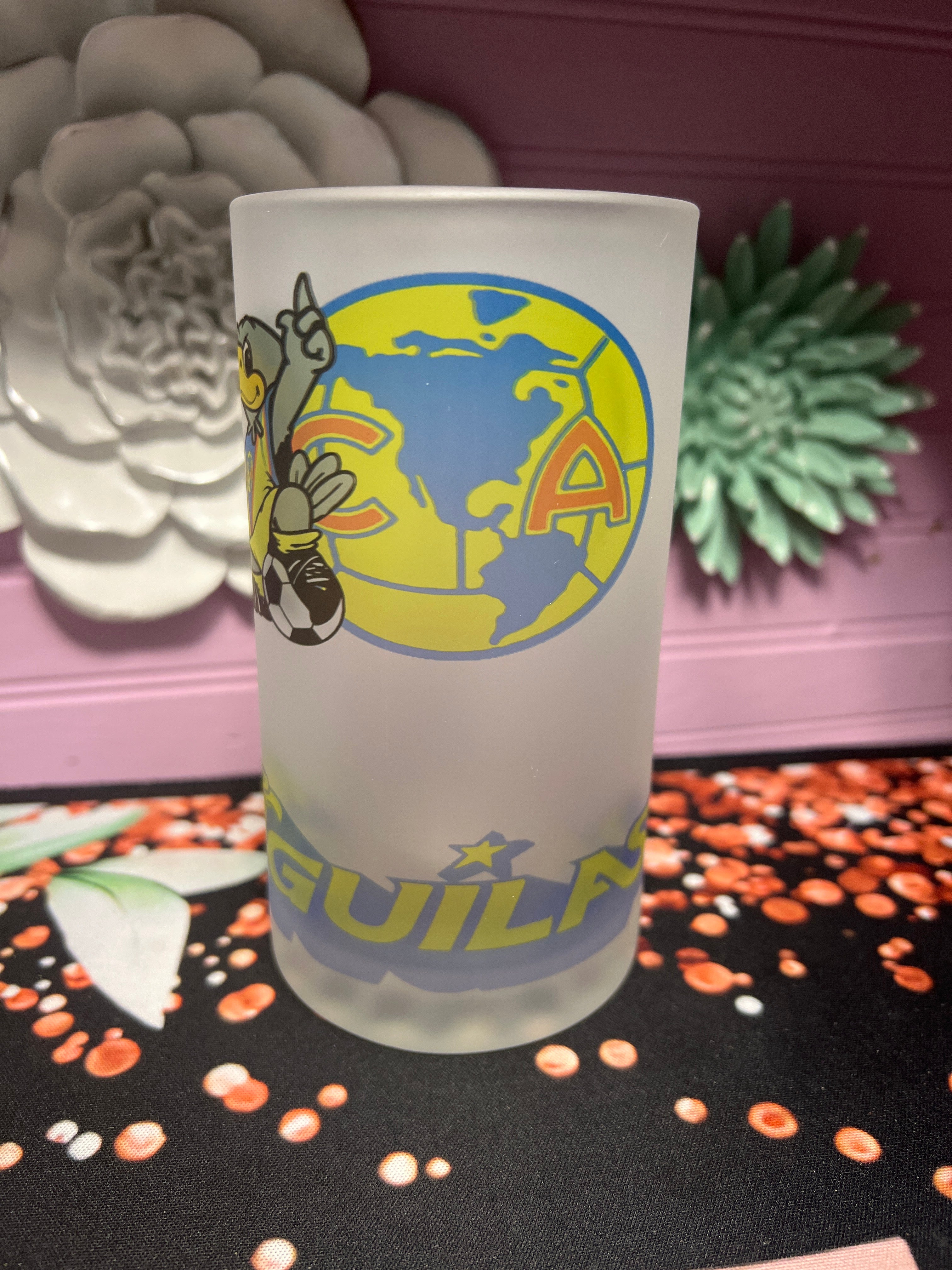 America frosted glass cup 16 oz