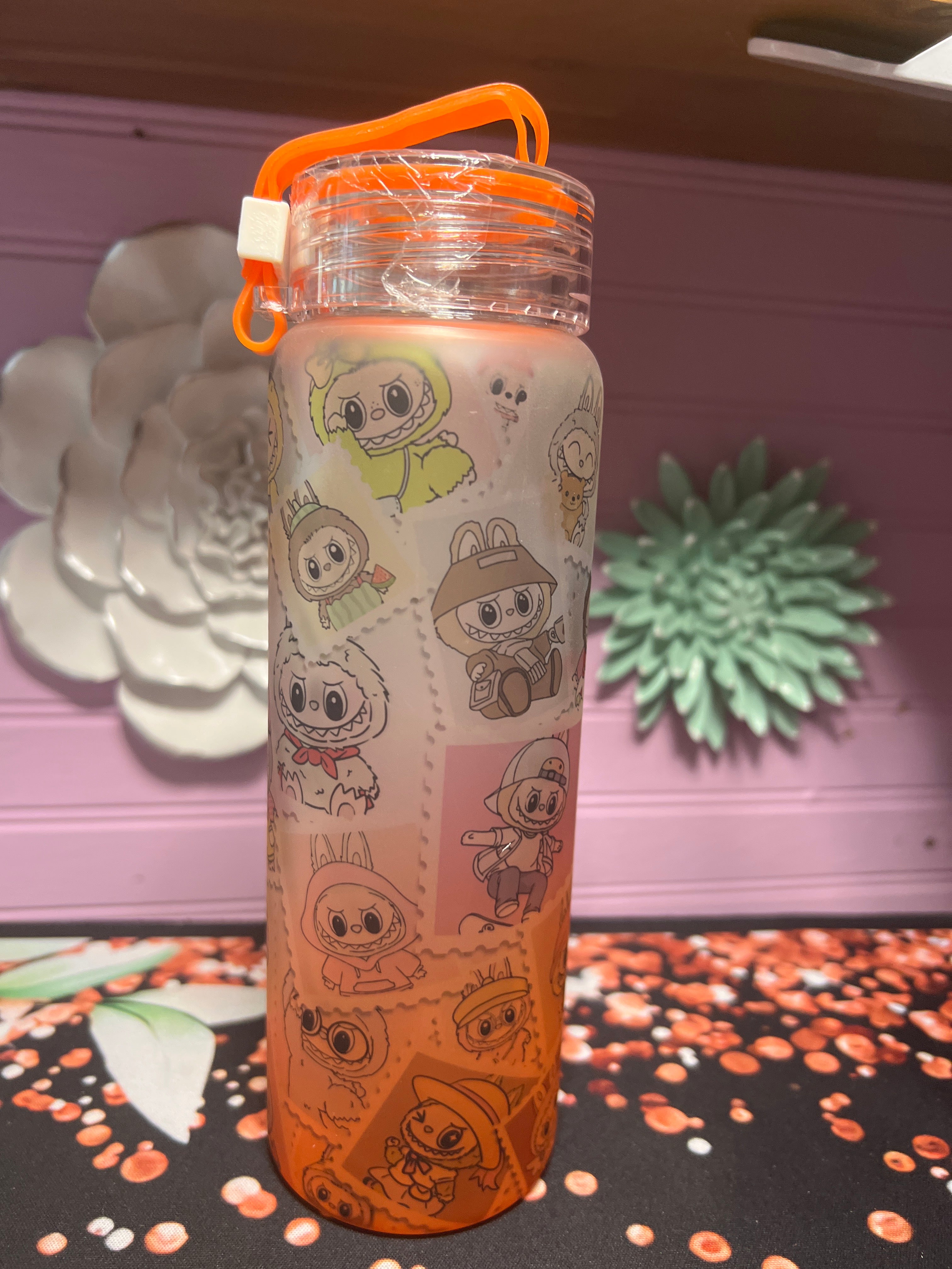 Labubu frosted glass cup 17 oz