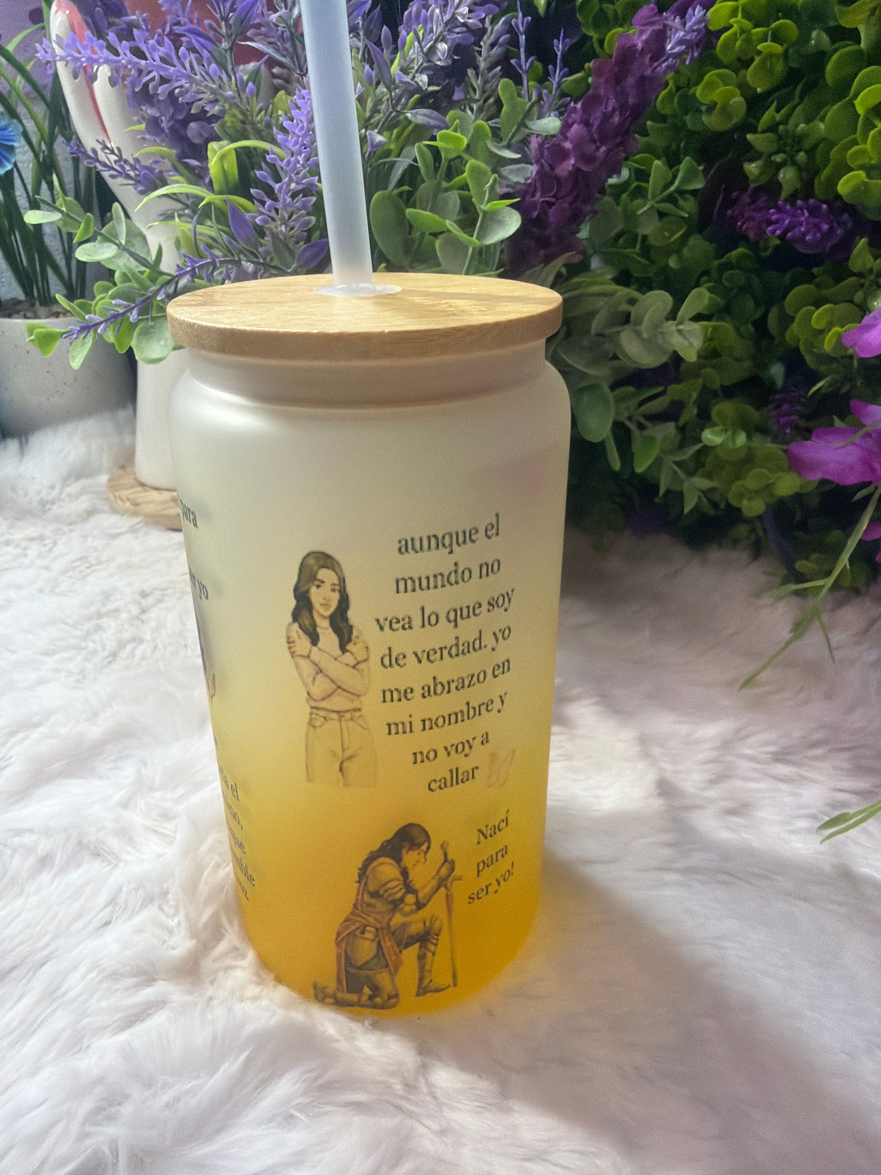 Nací para ser yo Frosted glass cup 16 oz