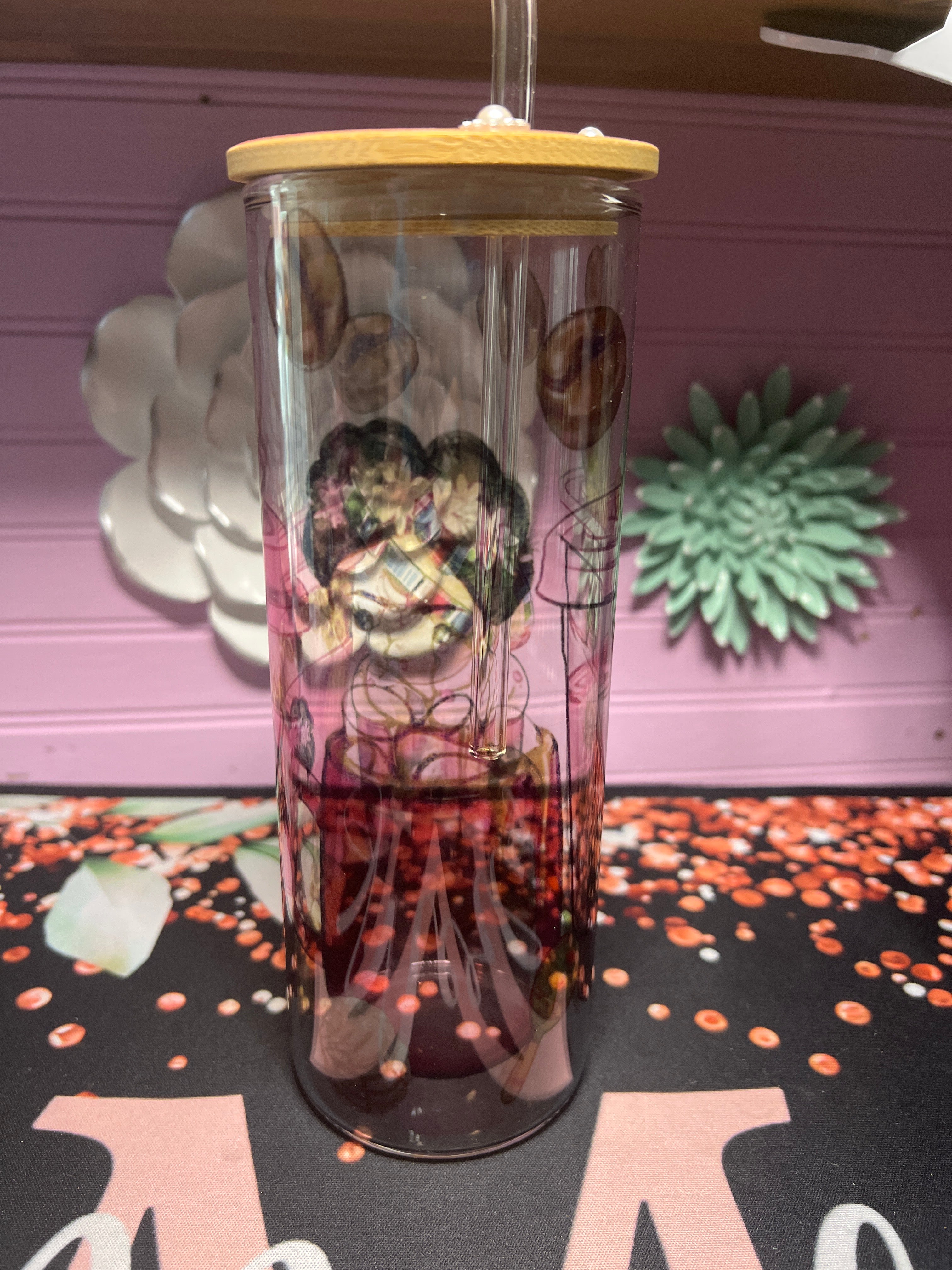 Frida Kahlo glass cup 20 oz