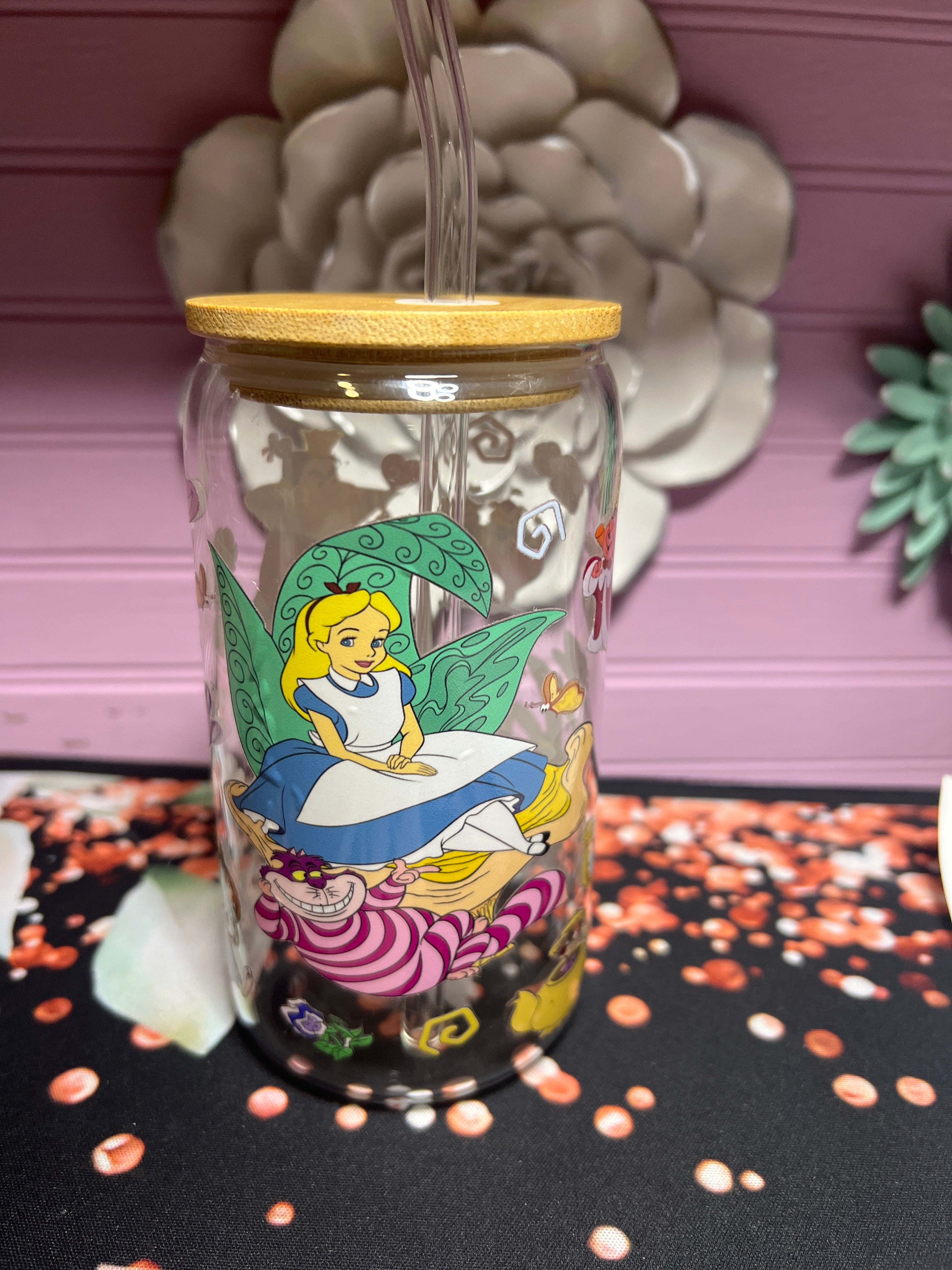 Alicia glass cup 16 oz stickers UV DTF