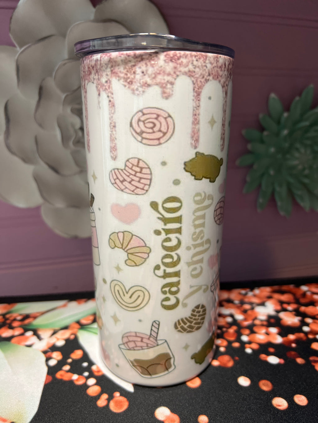 Cafecito y chisme tumbler 15 oz