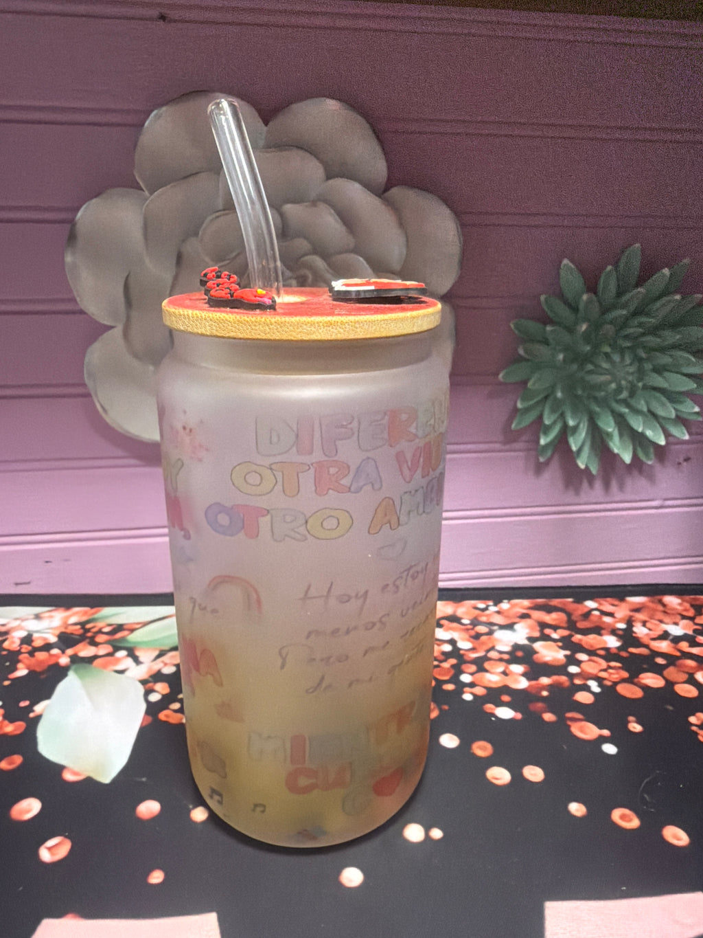 Mañana será más bonito frosted glass cup 16 oz