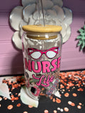 Nurse Life cup clear glass 16 oz