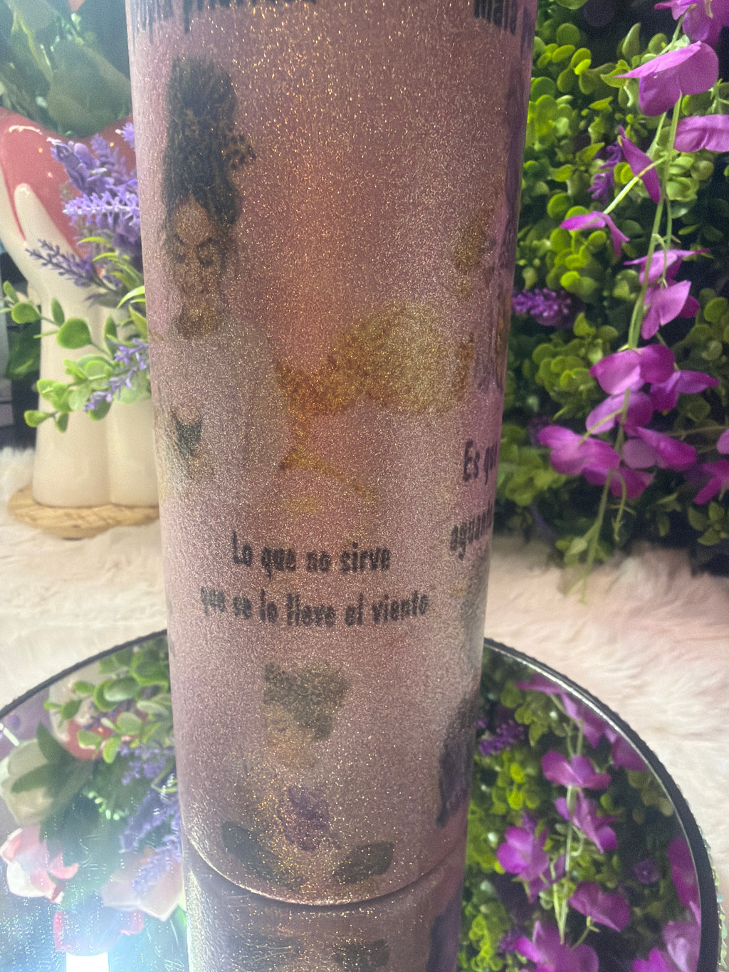 Ahora soy mi prioridad tumbler rosa con destellos de glitter