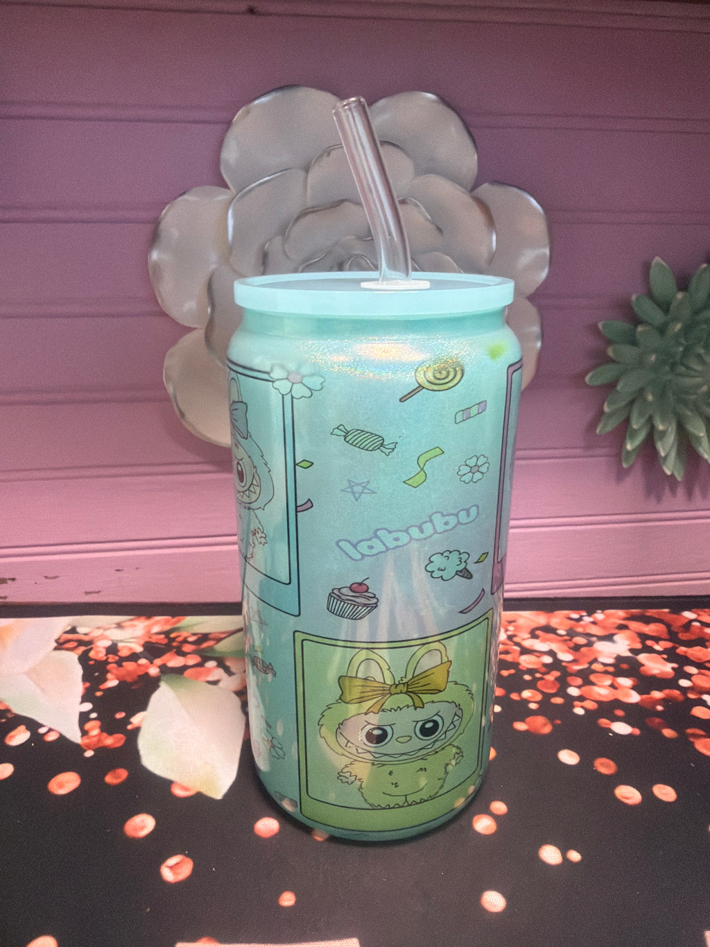 Labubu Glass cup 16 oz