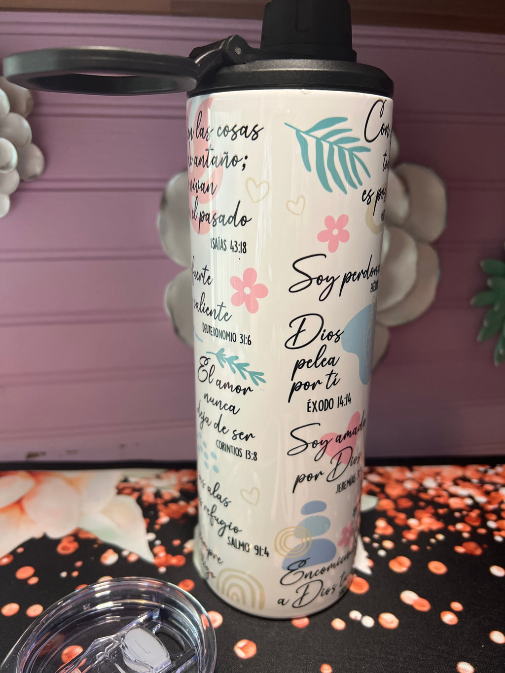 Versículos bíblicos tumbler 20oz 2 in 1 doble tapa