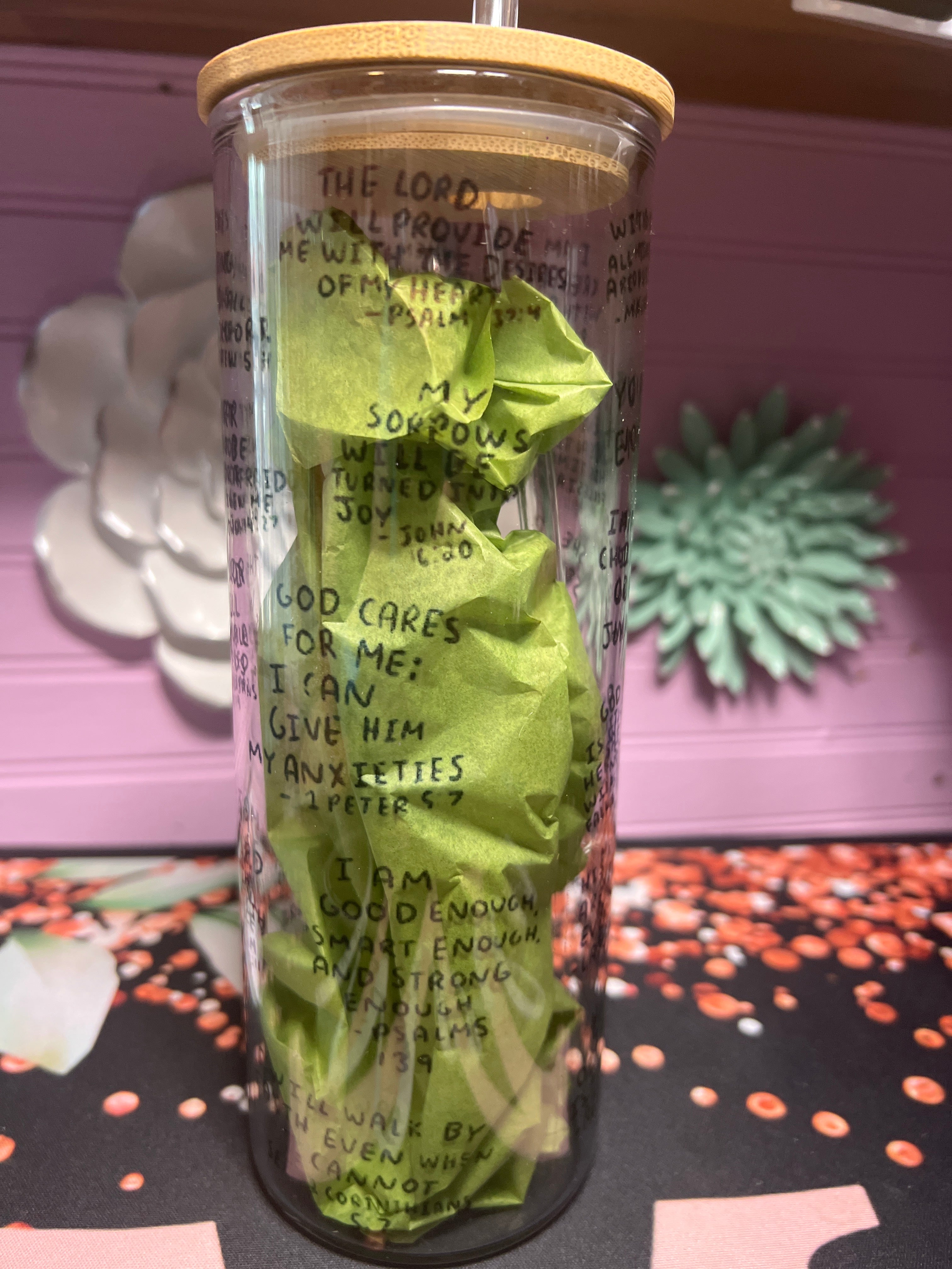 My Daily Bible Affirmation glass cup 20 oz