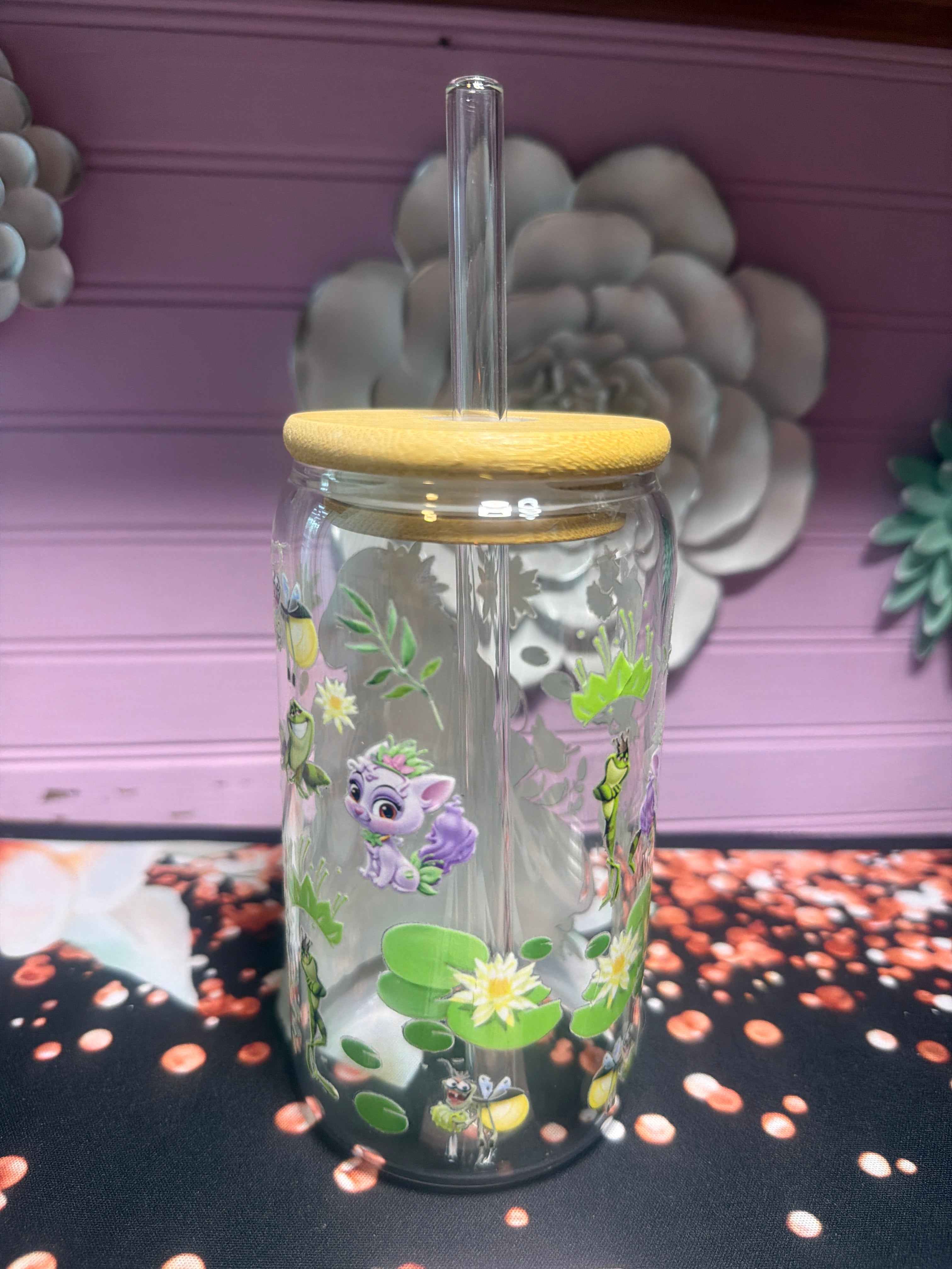 Tiana glass cup 16 oz stickers UV-DTF