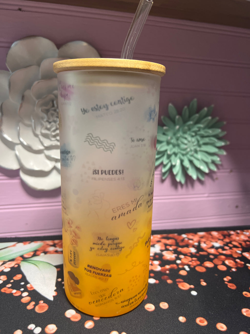 Promesa De Dios Para Mi frosted glass cup 18 oz
