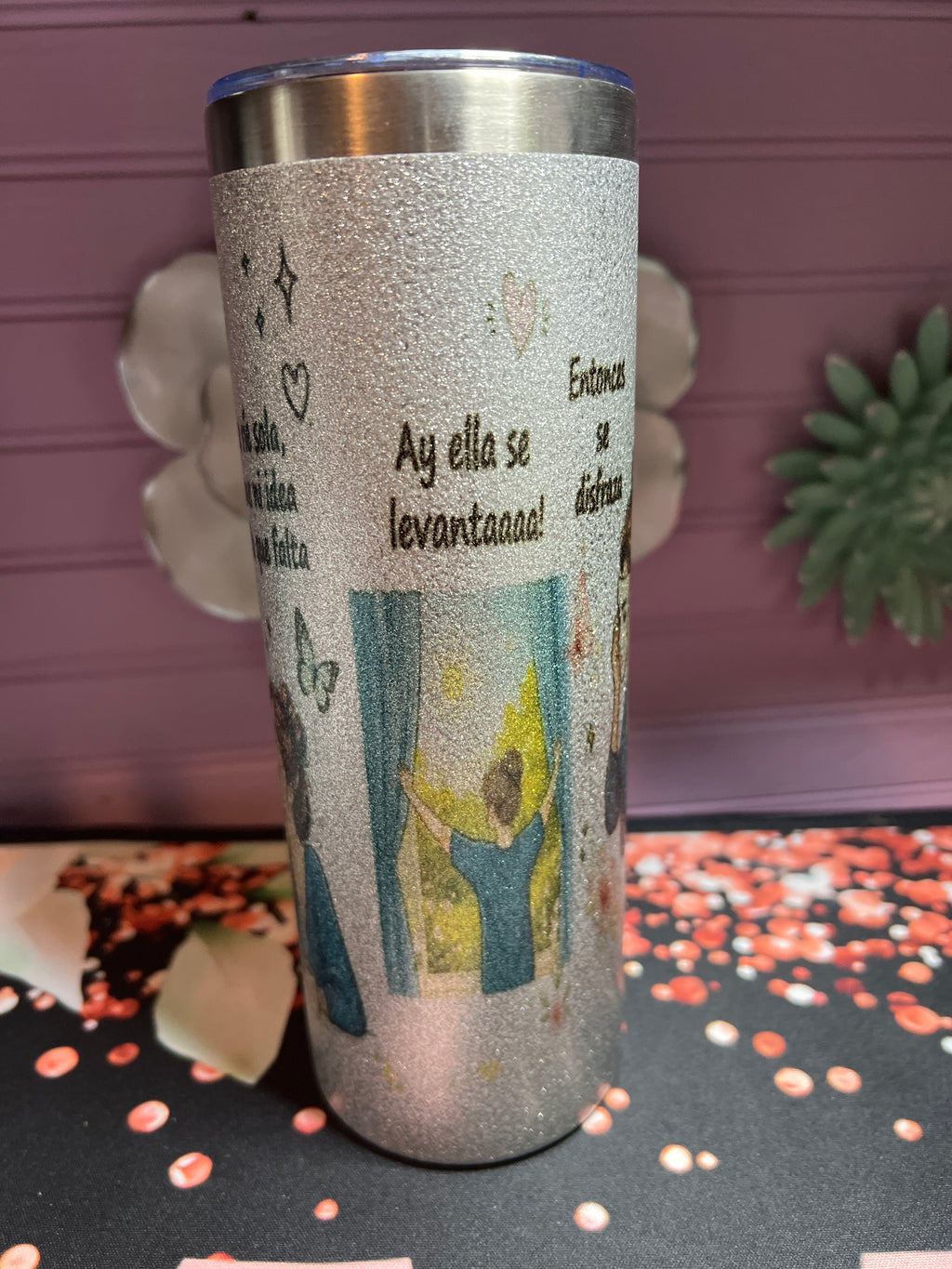 Silver glitter 20 oz tumbler