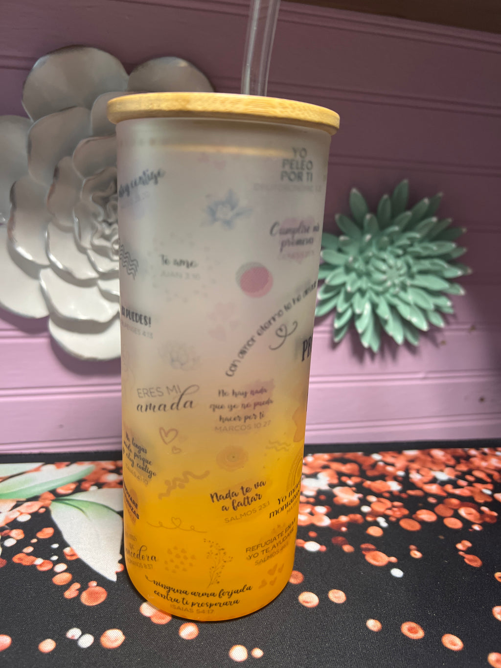 Promesa De Dios Para Mi frosted glass cup 18 oz