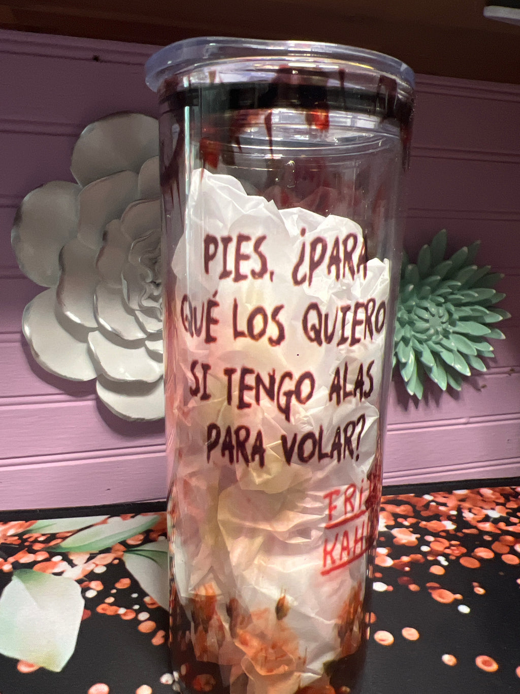Frida Kahlo glass cup 20 oz