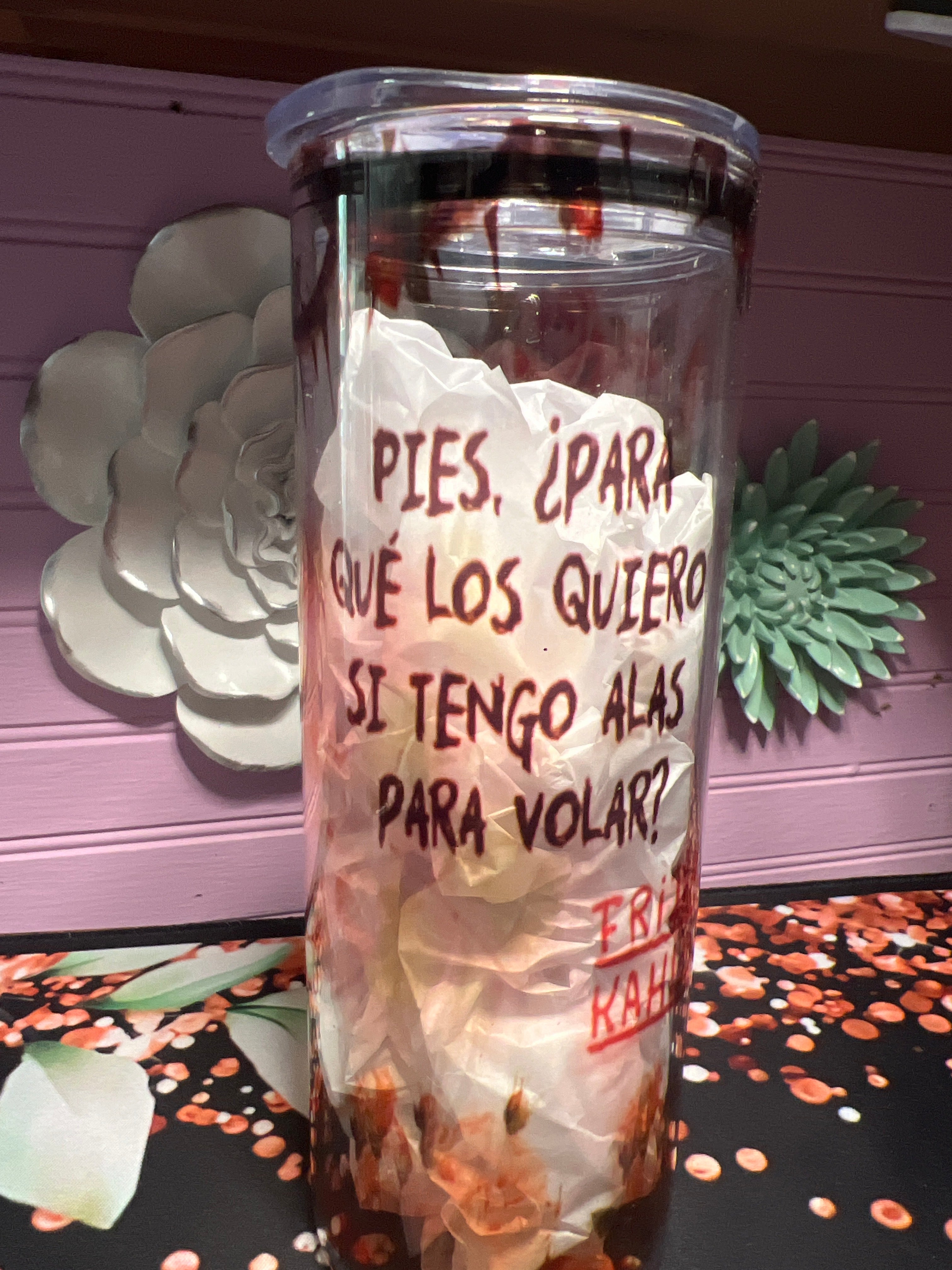 Frida Kahlo glass cup 20 oz