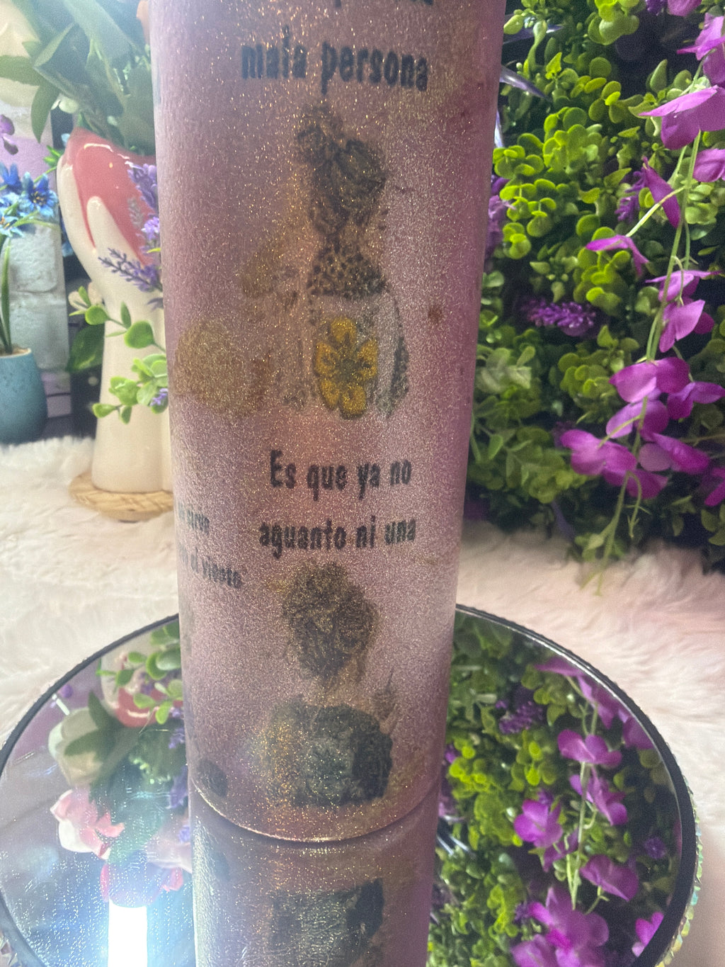 Ahora soy mi prioridad tumbler rosa con destellos de glitter