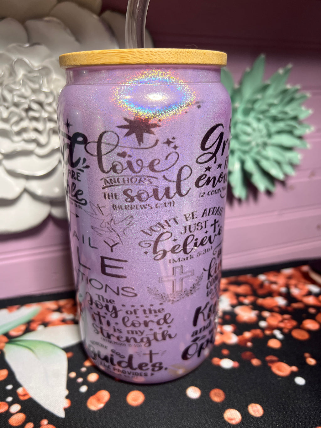 Glass cup 16 oz My Daily Bible Affirmation