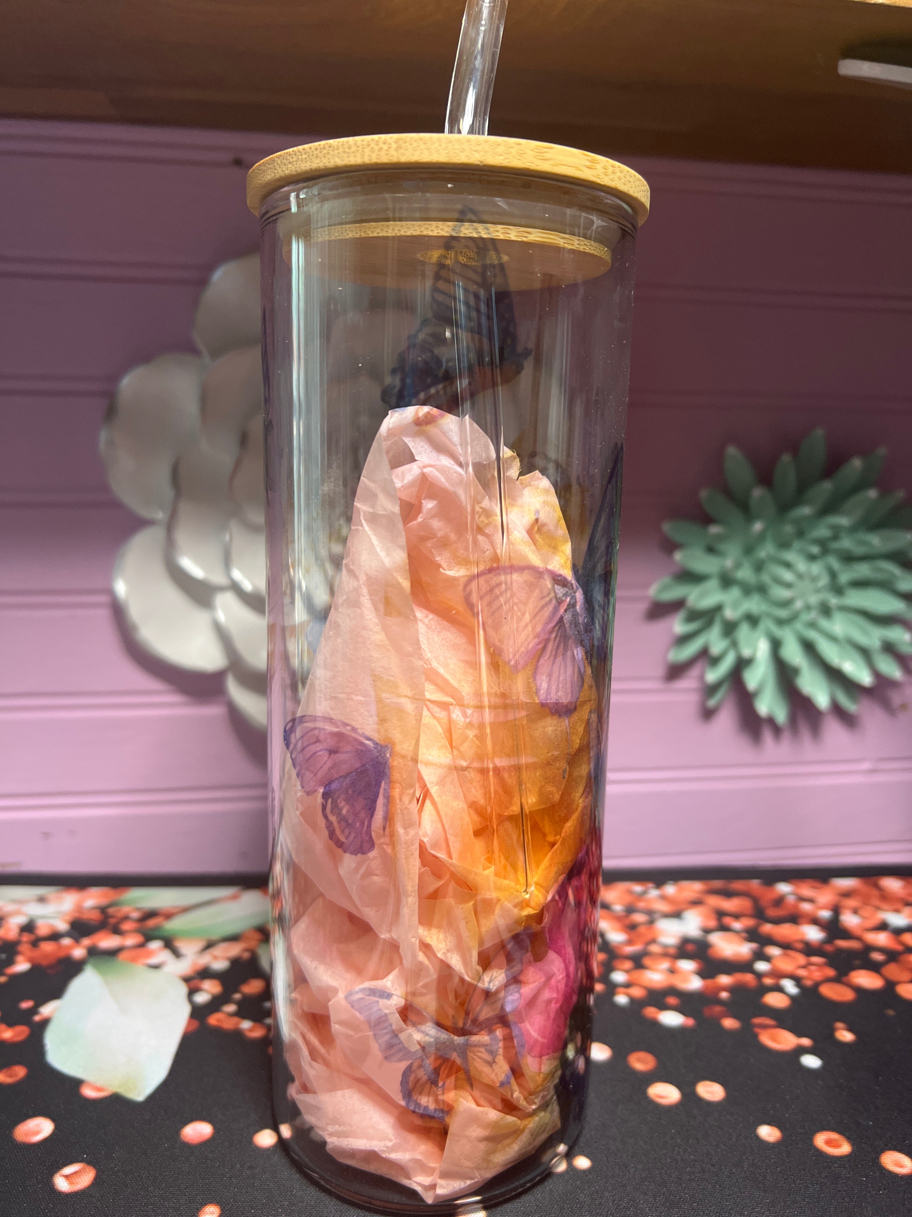Mariposas glass cup 20 oz