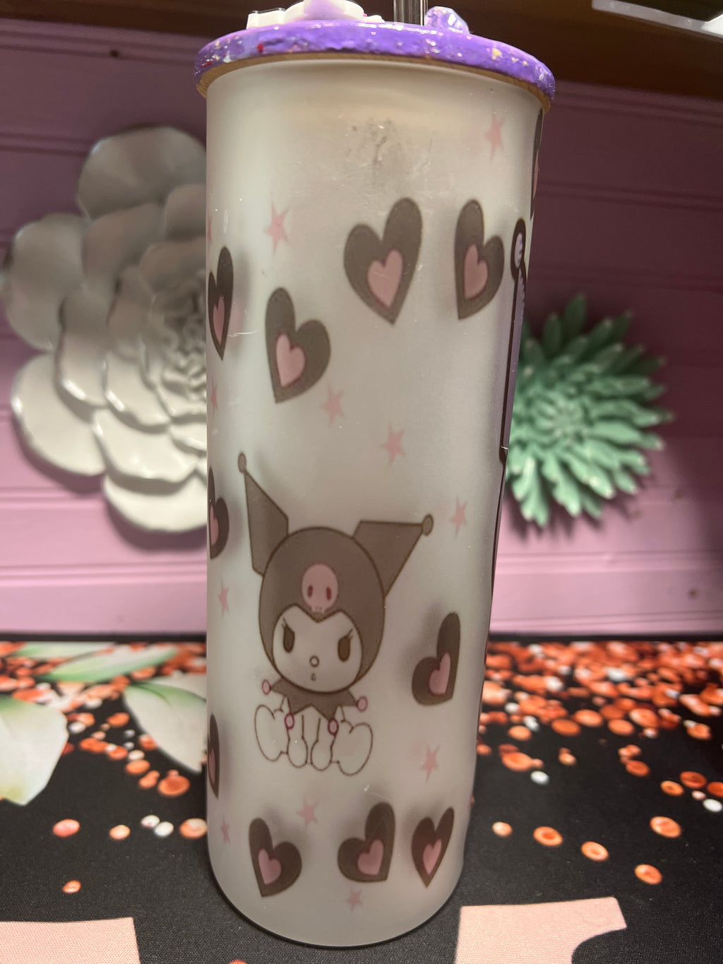 Kuromi frosted glass cup 20 oz