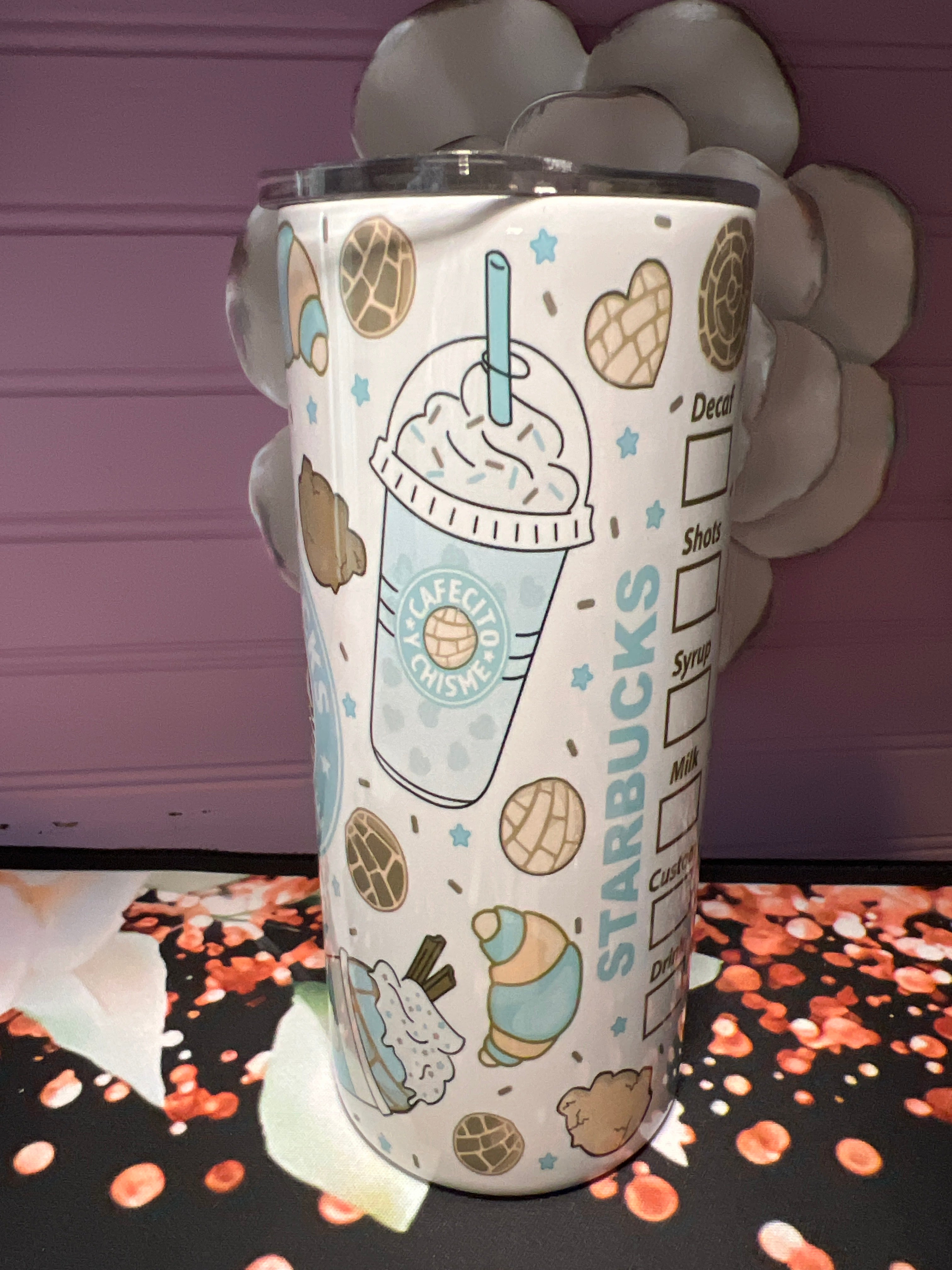 Cafecito y chisme tumbler 15 oz