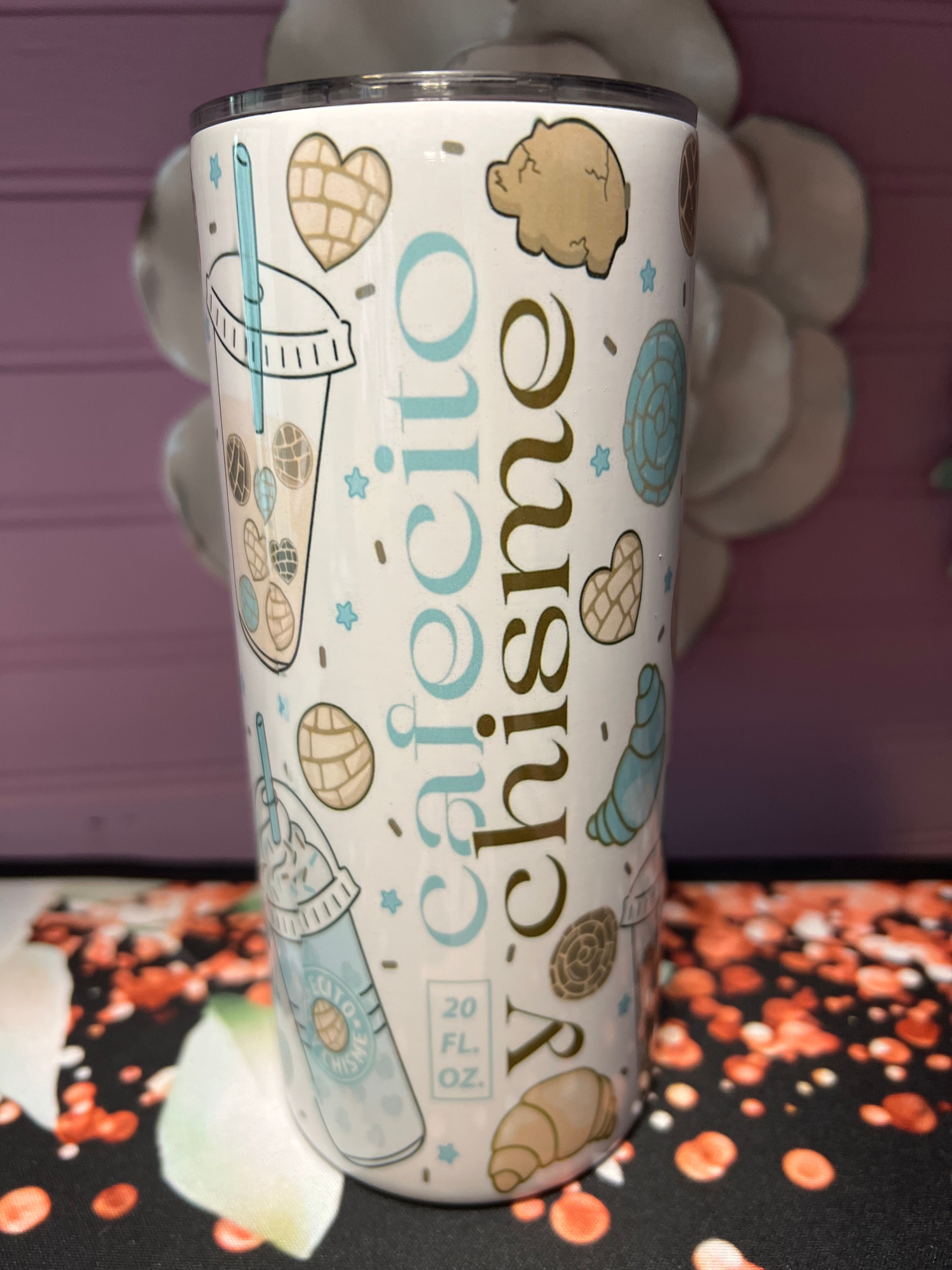 Cafecito y chisme tumbler 15 oz