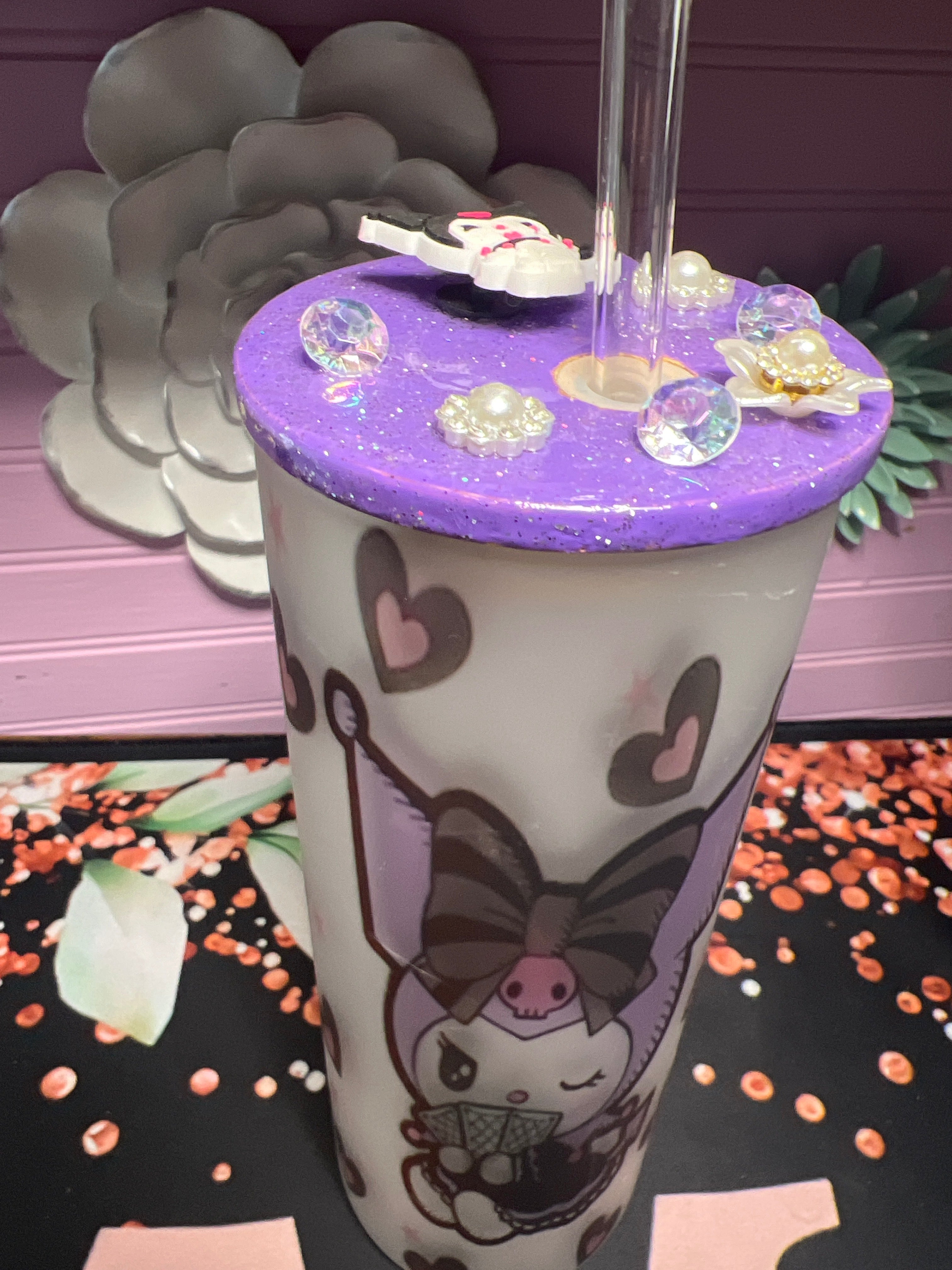 Kuromi frosted glass cup 20 oz