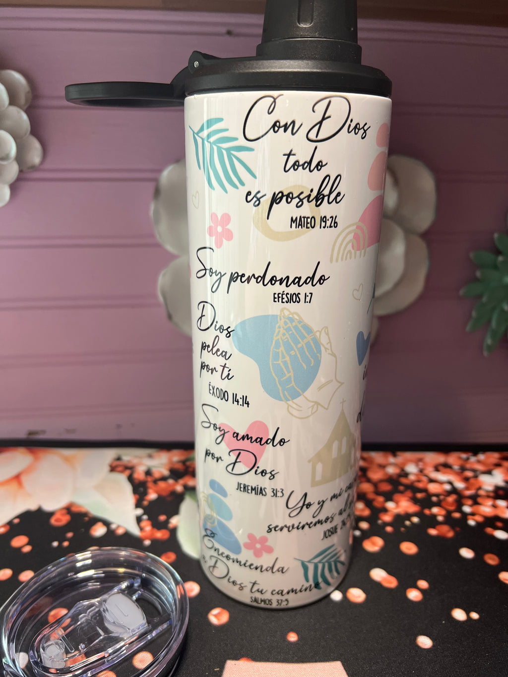 Versículos bíblicos tumbler 20oz 2 in 1 doble tapa
