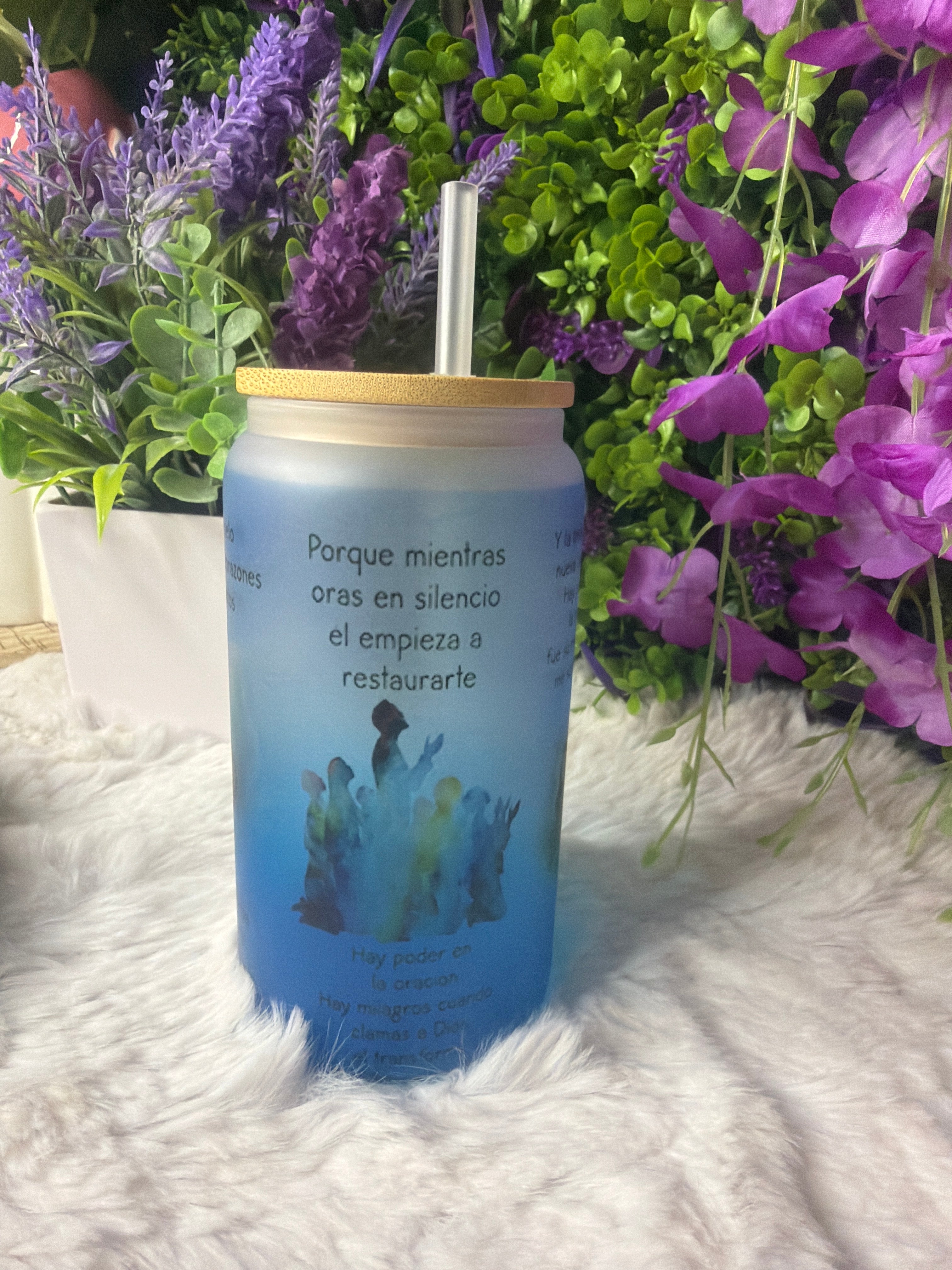 Hay poder en la oración frosted glass cup 16 oz