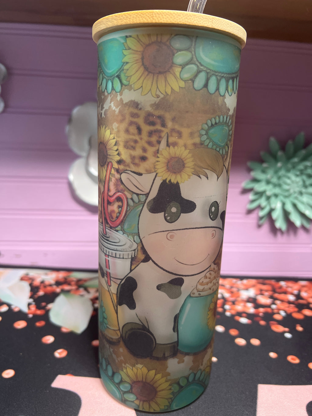 Vaquita coffe frosted glass cup 20 oz