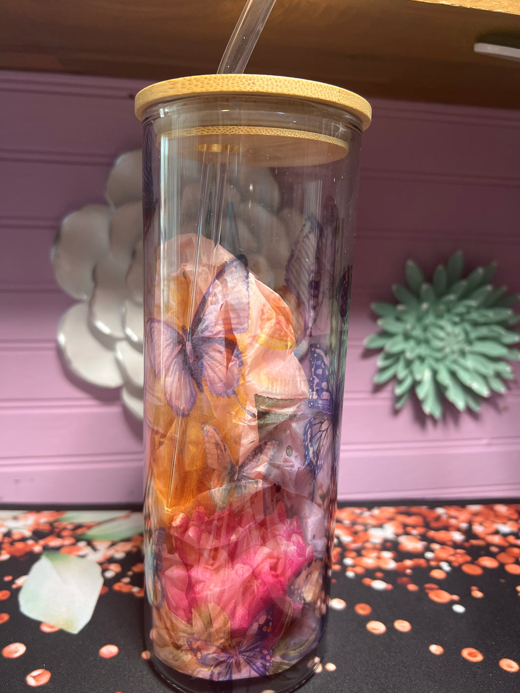 Mariposas glass cup 20 oz
