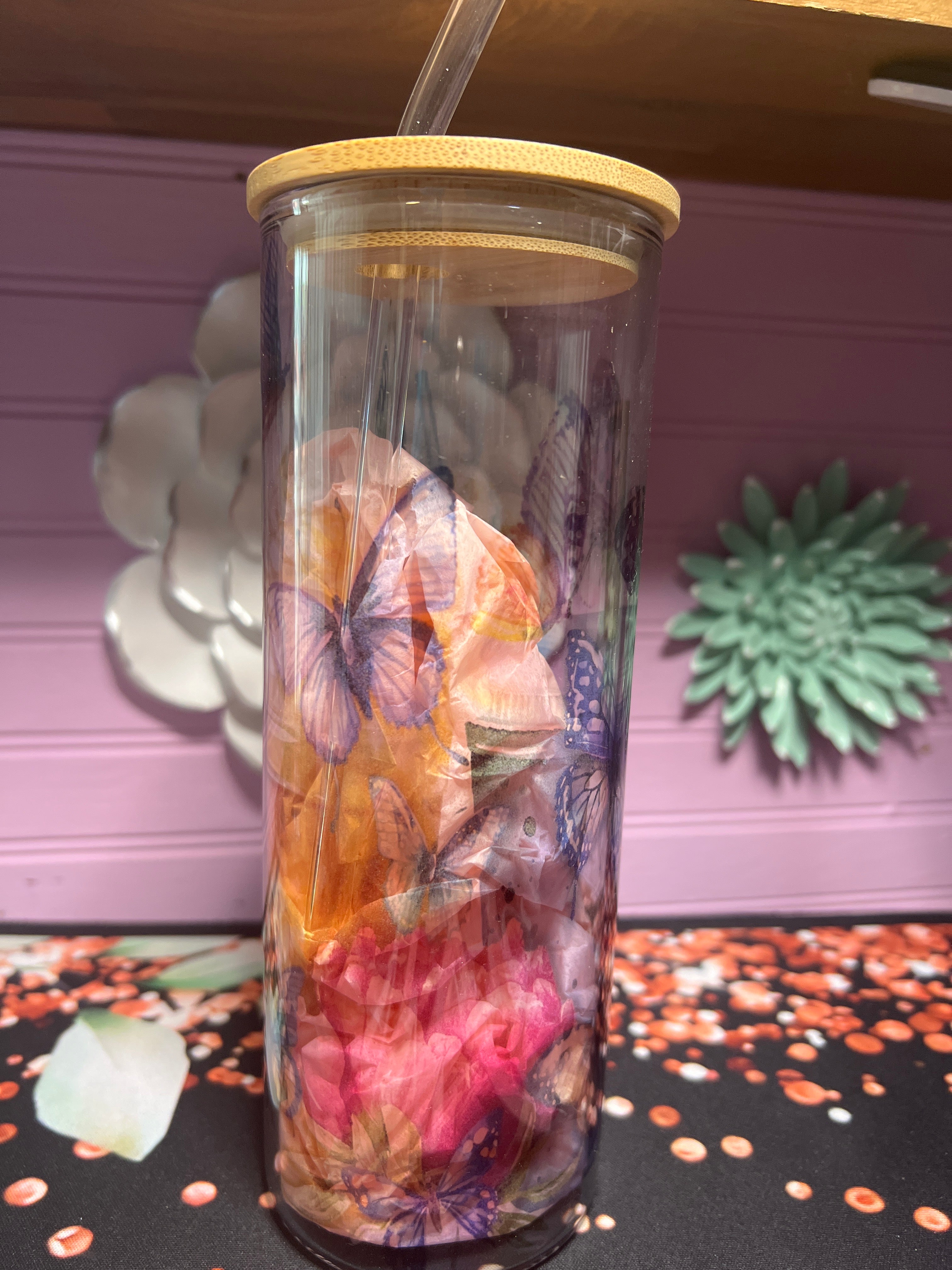 Mariposas glass cup 20 oz