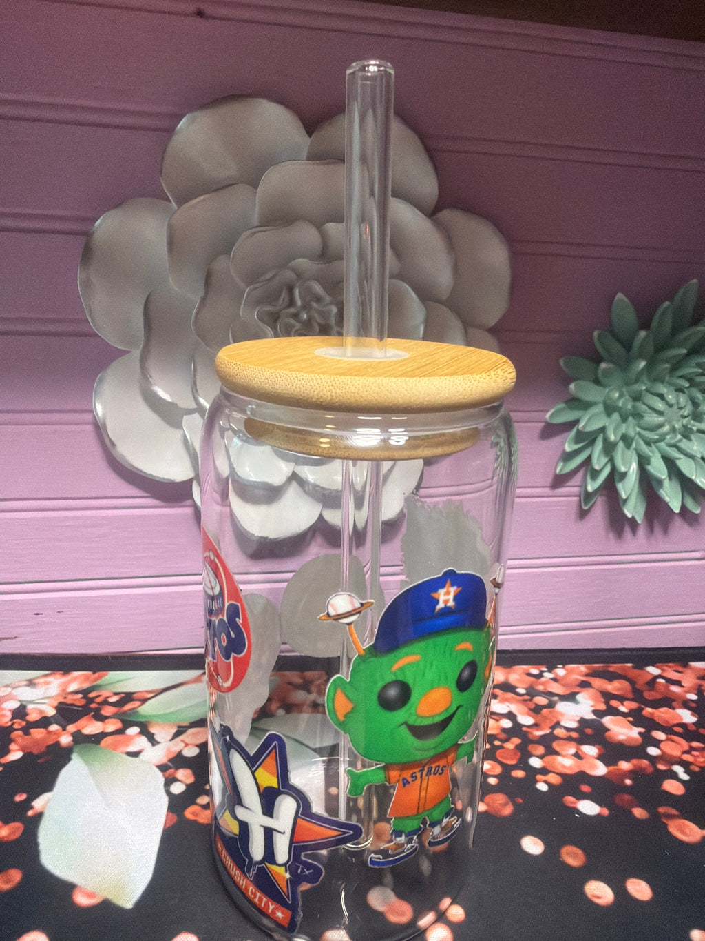 Houston Astros glass cup 16 oz stickers UV-DTF