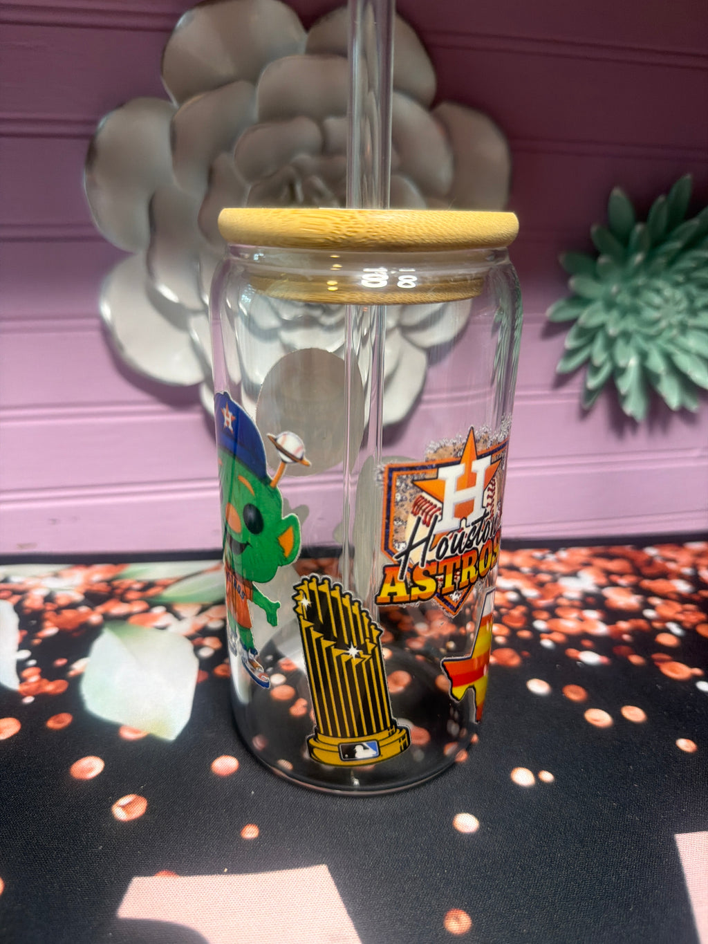 Houston Astros glass cup 16 oz stickers UV-DTF