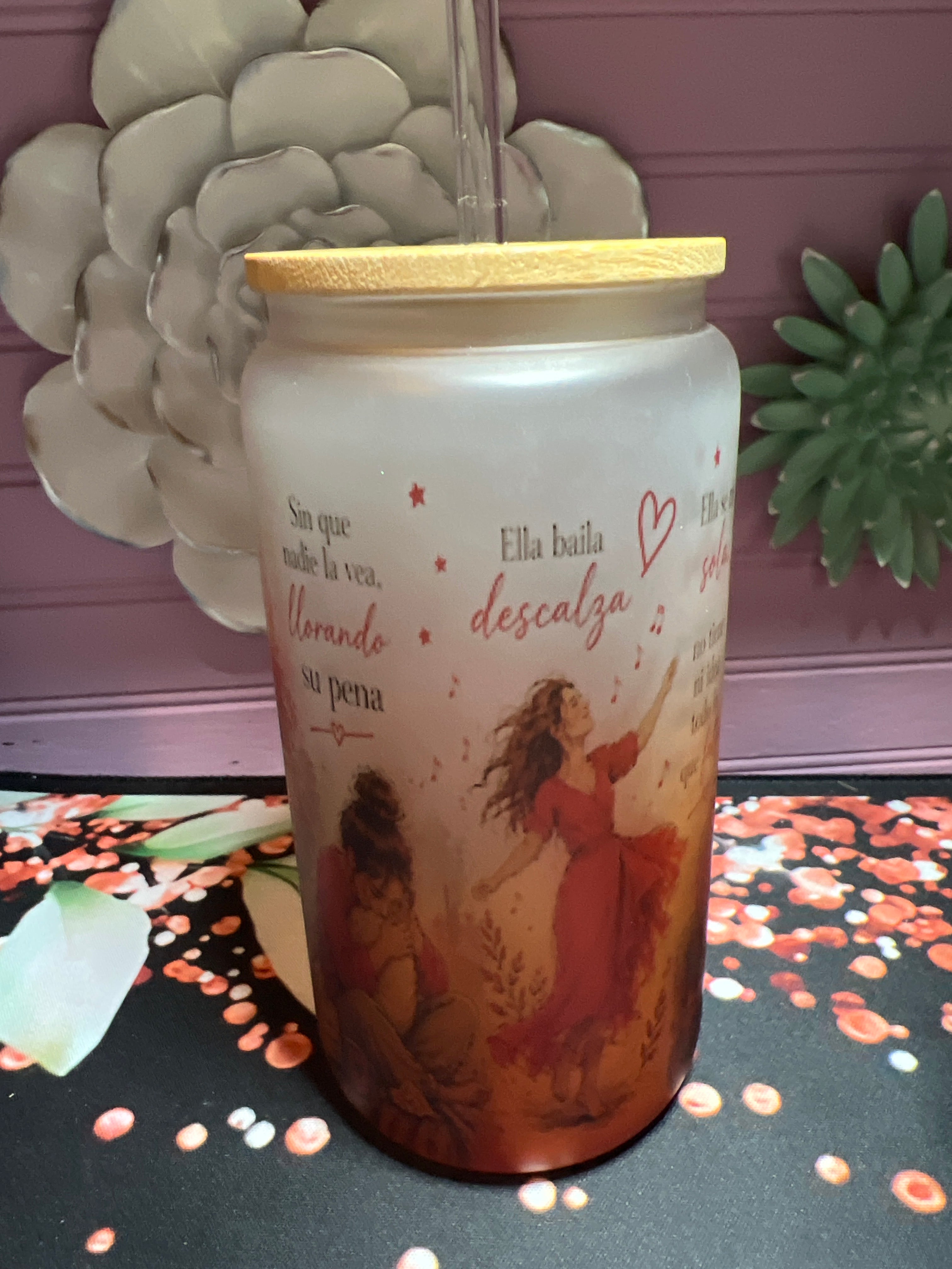 Frosted glass cup 16 oz