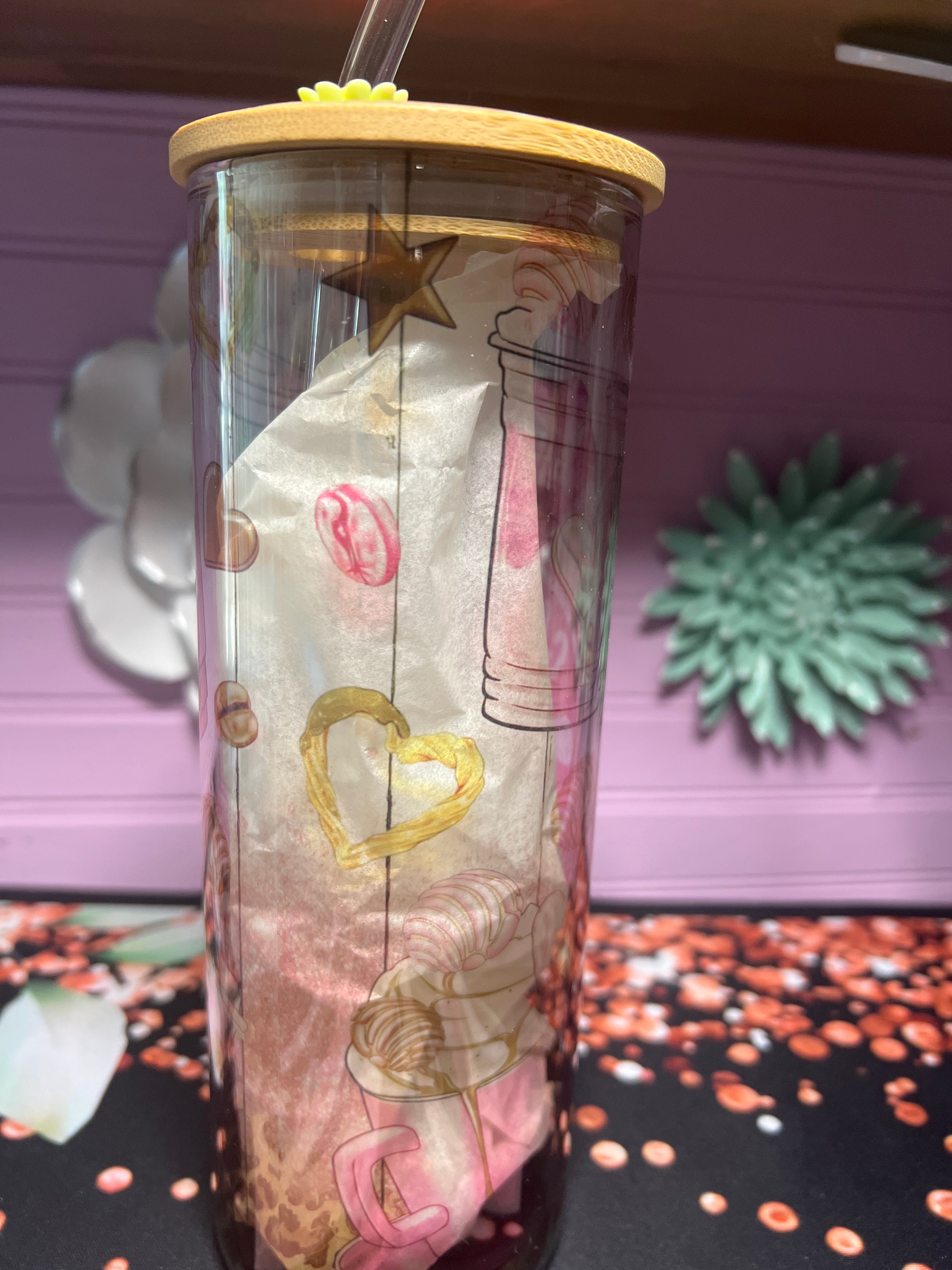 Cafecito y chisme glass cup 20 oz