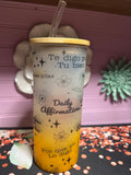 Daily affirmations español frosted glass cup 18 oz