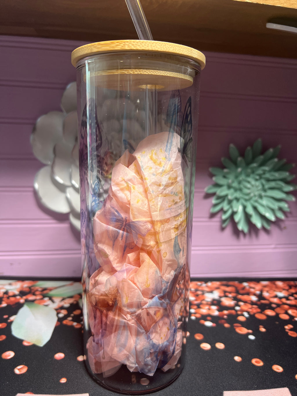 Mariposas glass cup 20 oz