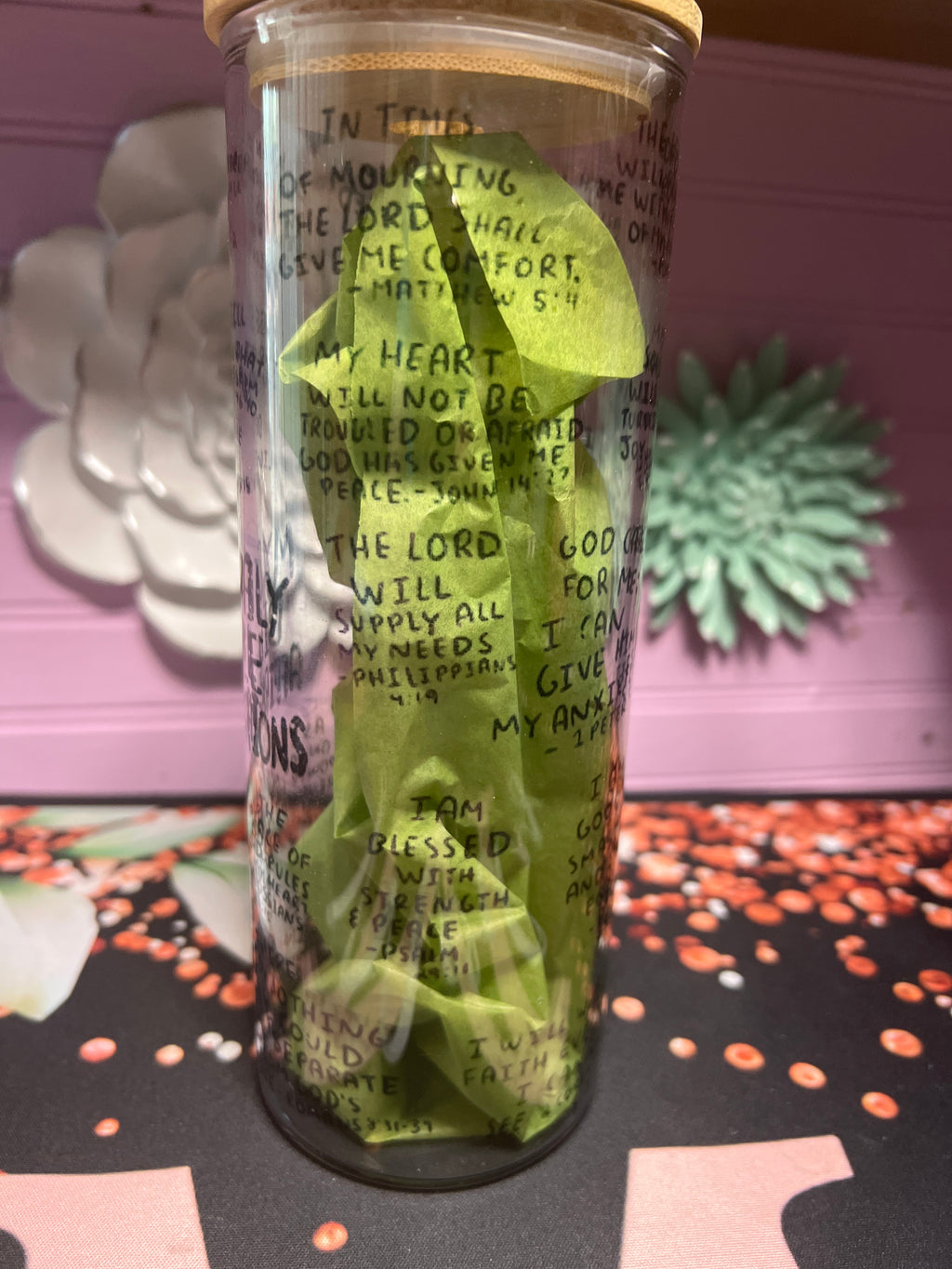 My Daily Bible Affirmation glass cup 20 oz