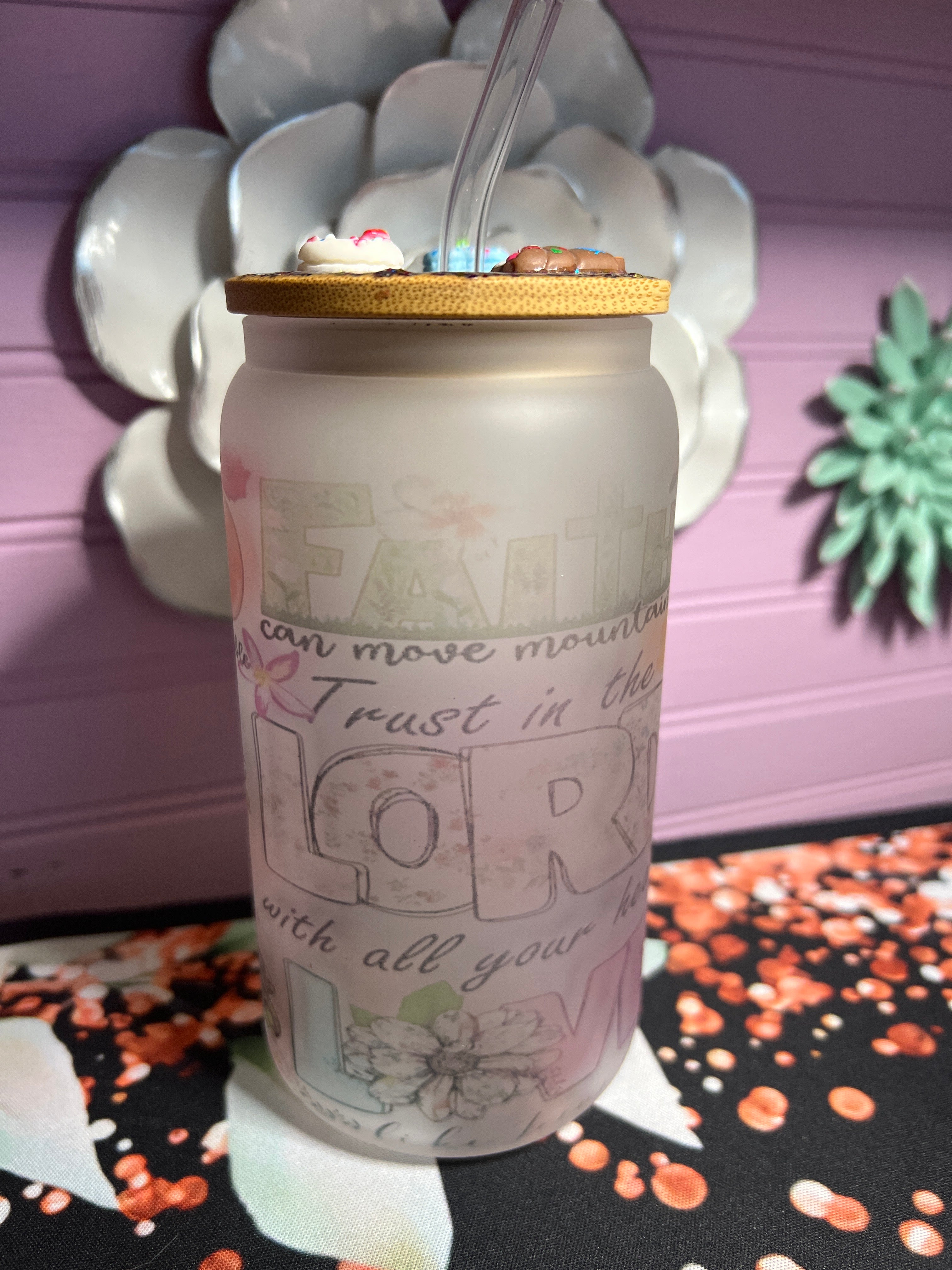 Frosted glass cup 16 oz
