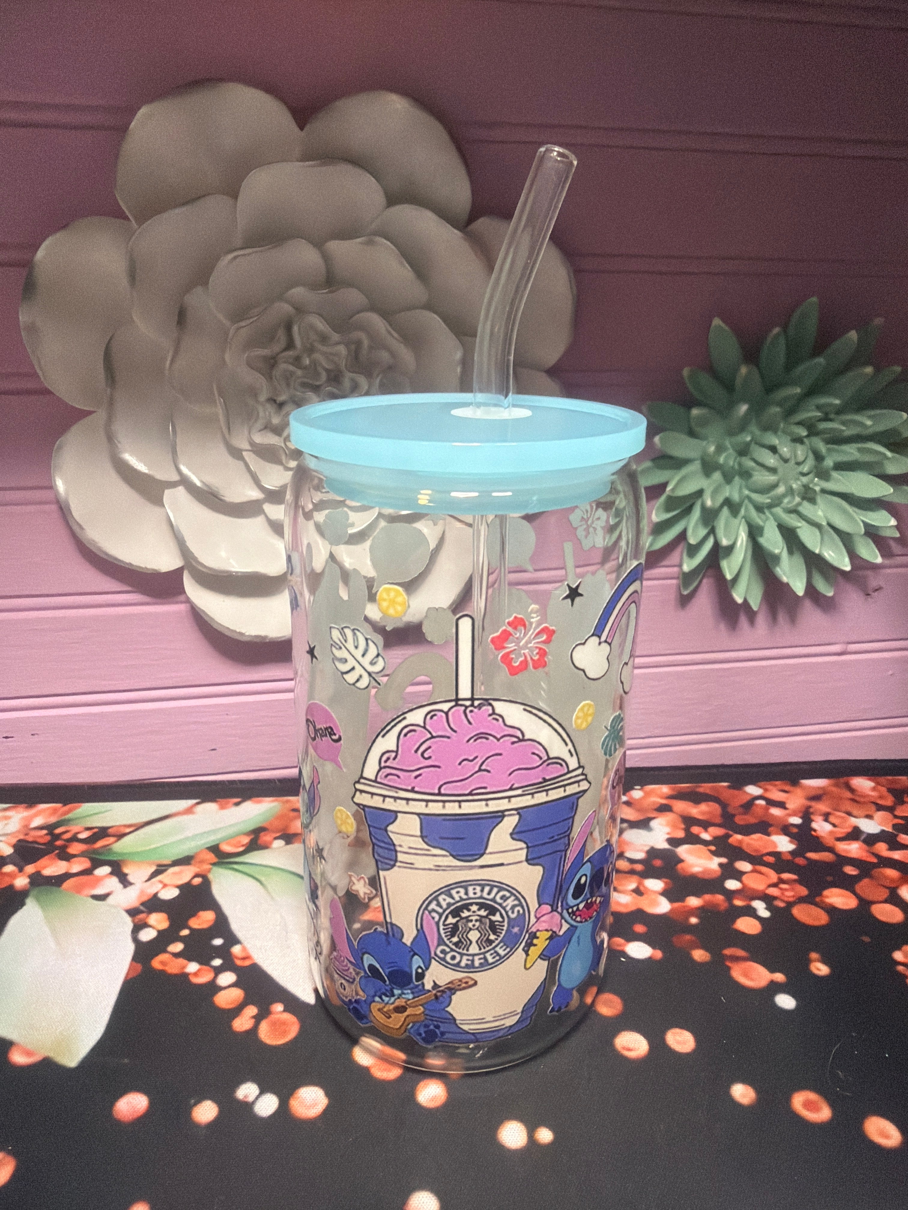 Stitches stickers UV-DTF glass cup 16 oz