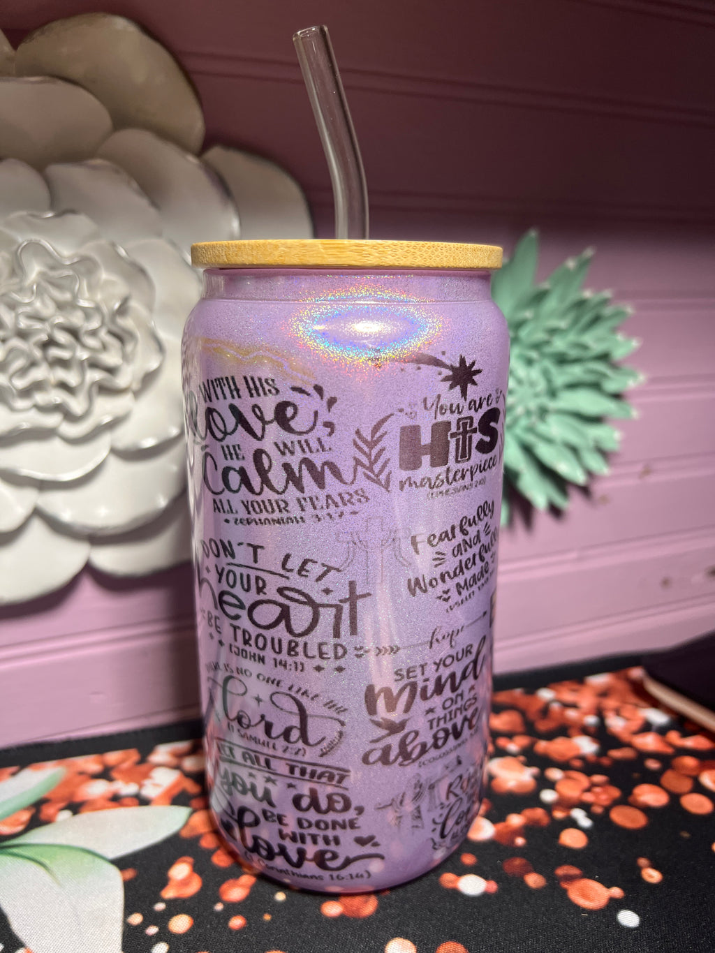 Glass cup 16 oz My Daily Bible Affirmation