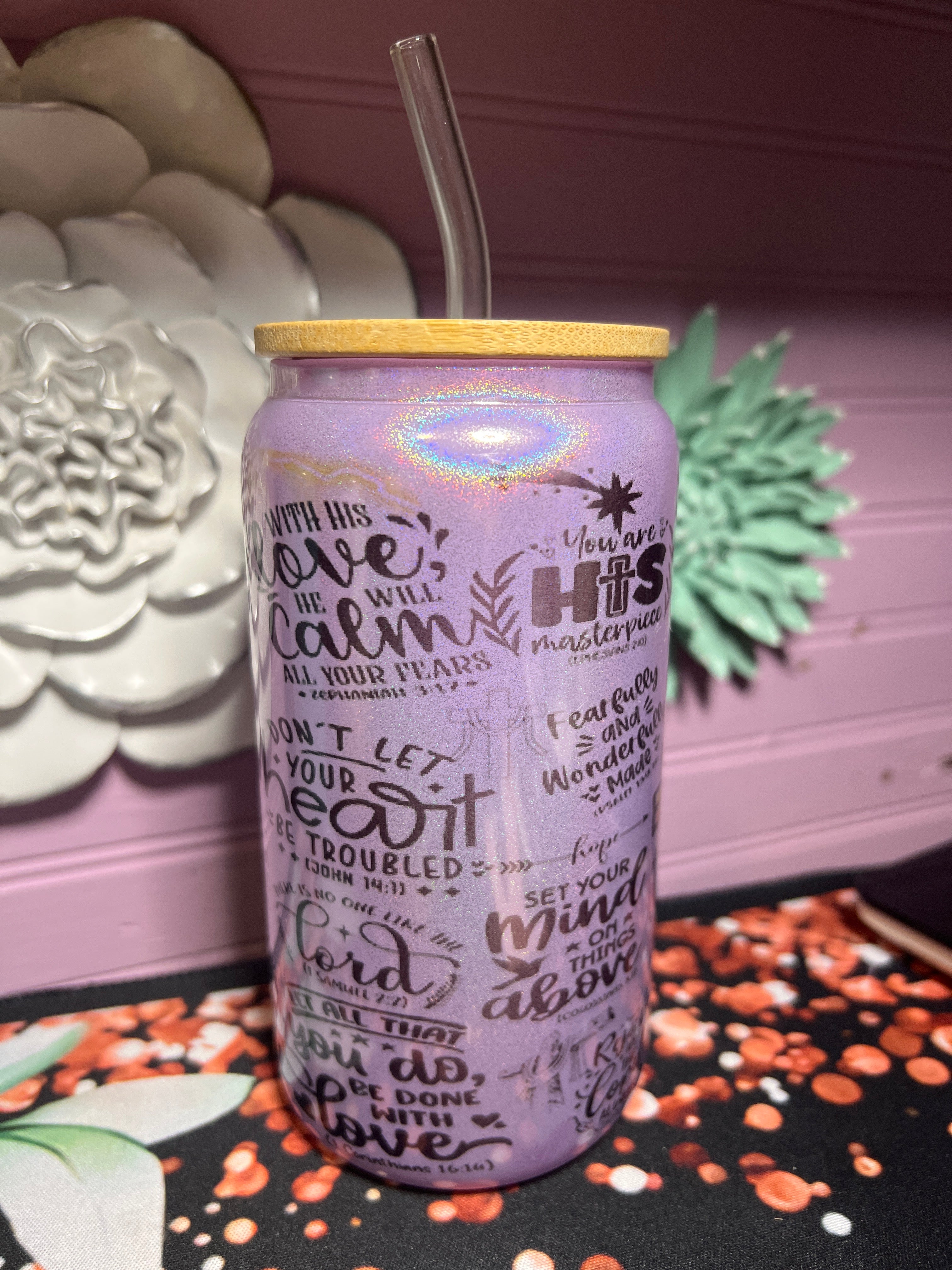 Glass cup 16 oz My Daily Bible Affirmation