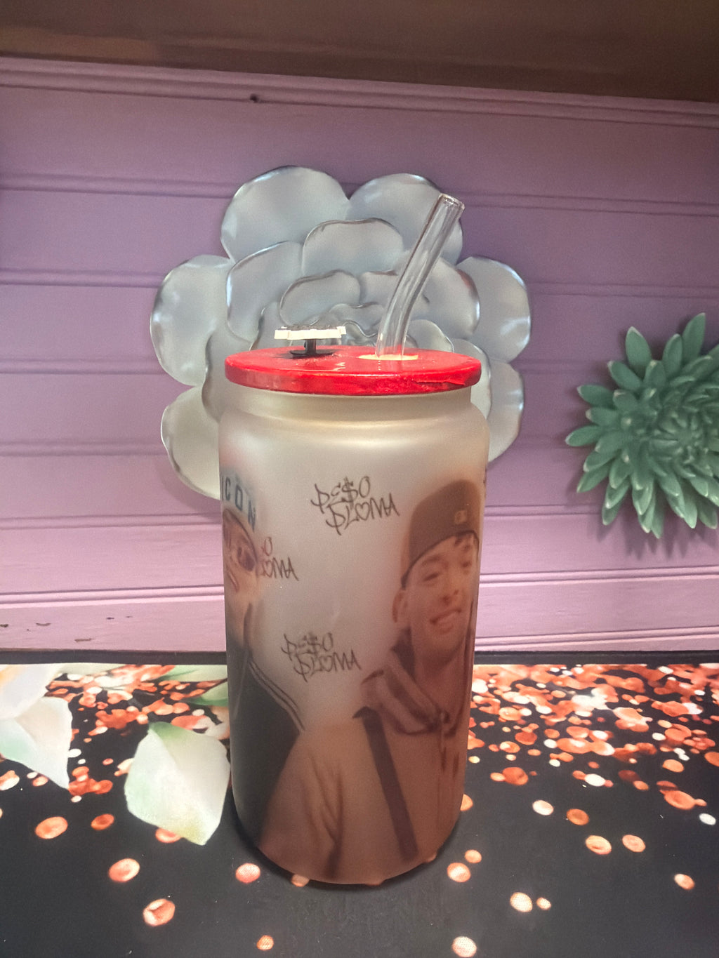 Peso pluma frosted glass cup 16 oz
