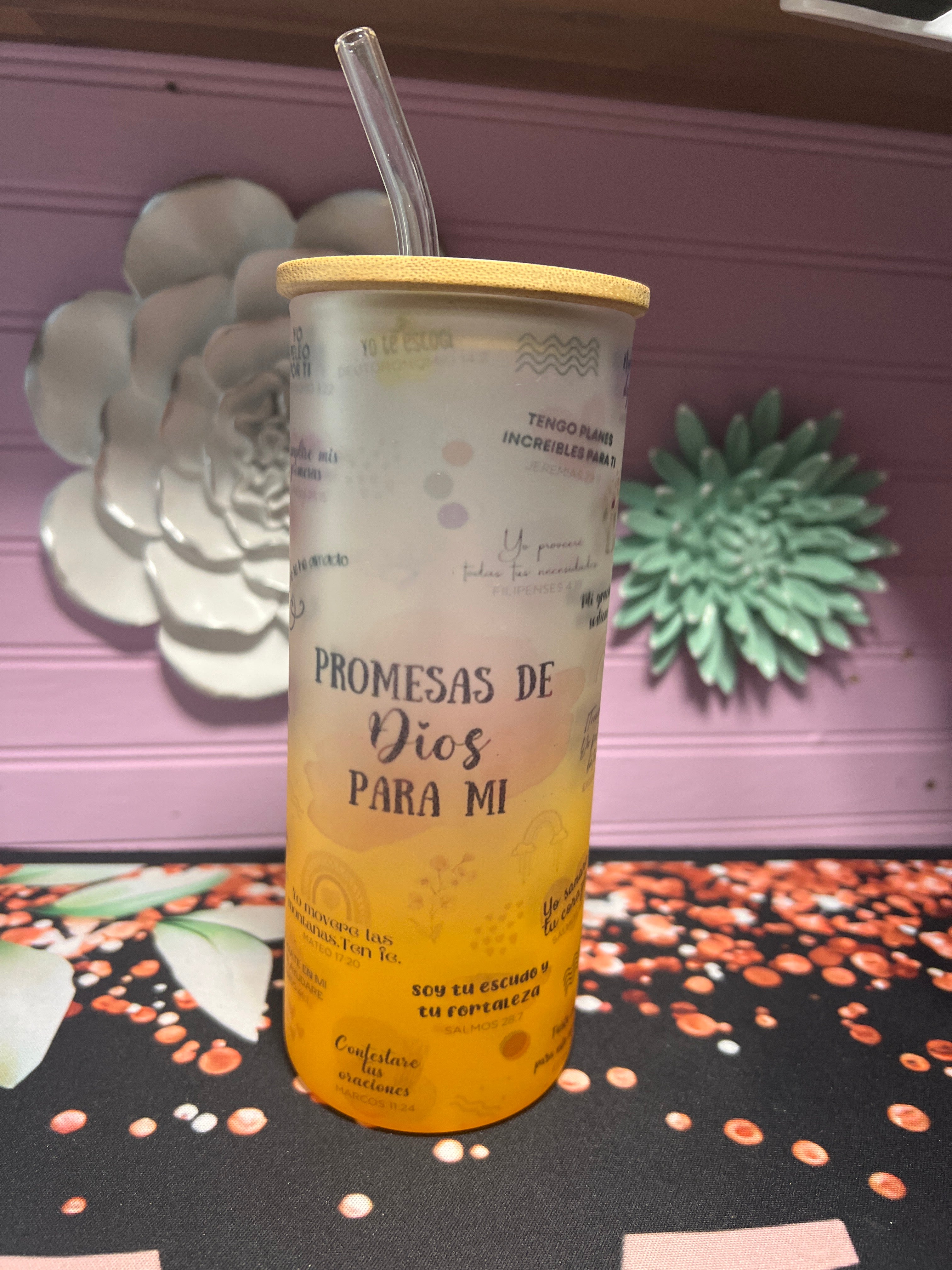 Promesa De Dios Para Mi frosted glass cup 18 oz