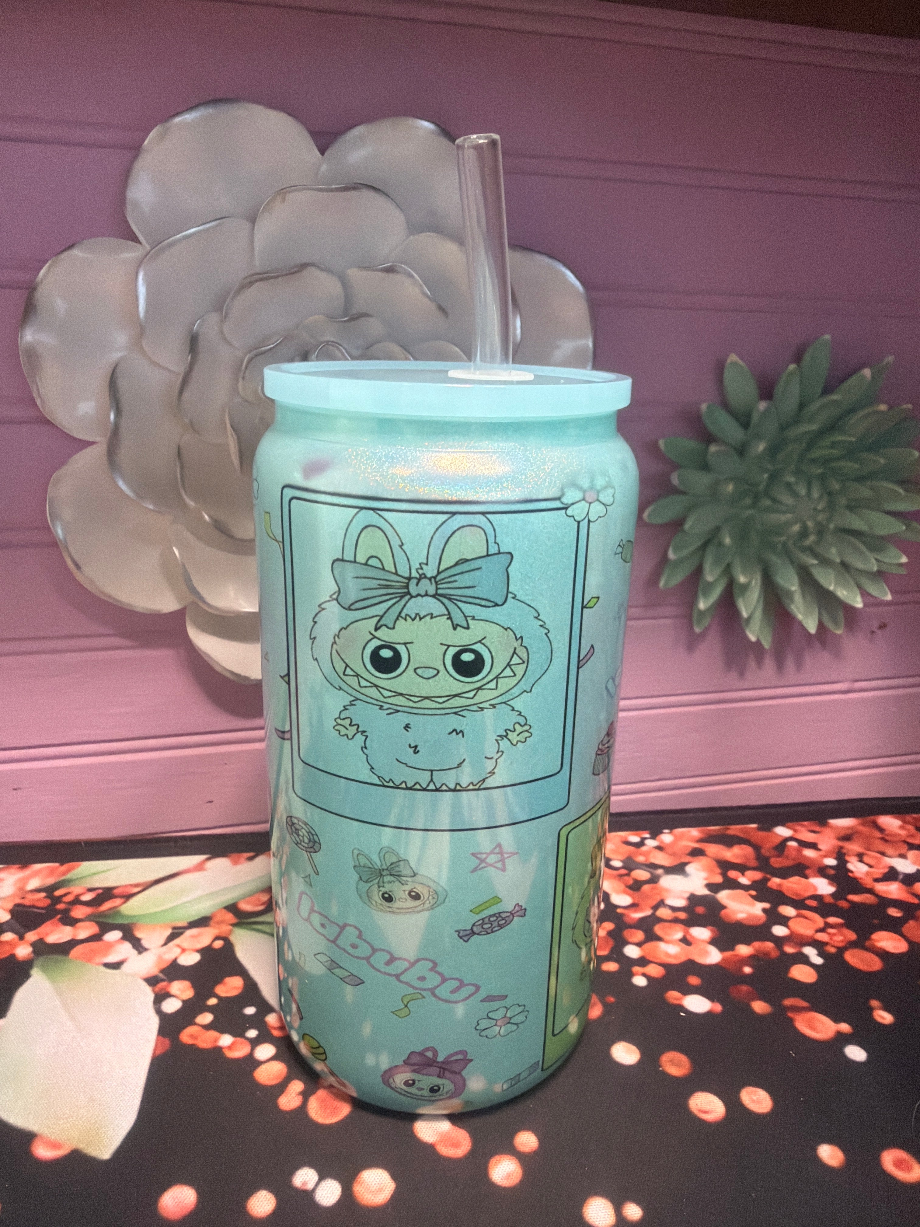 Labubu Glass cup 16 oz