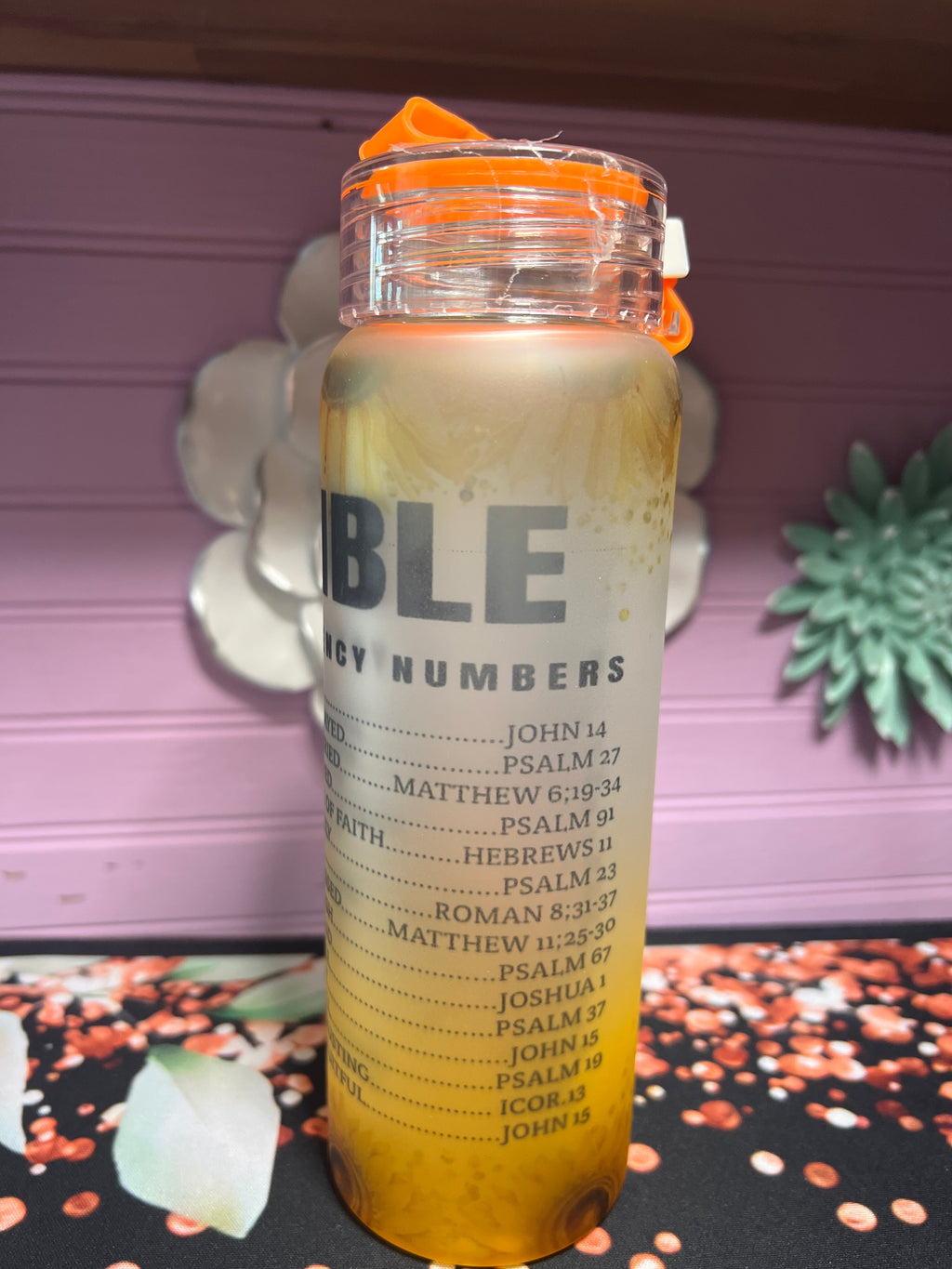 Textos bíblicos en inglés frosted glass cup 17 oz