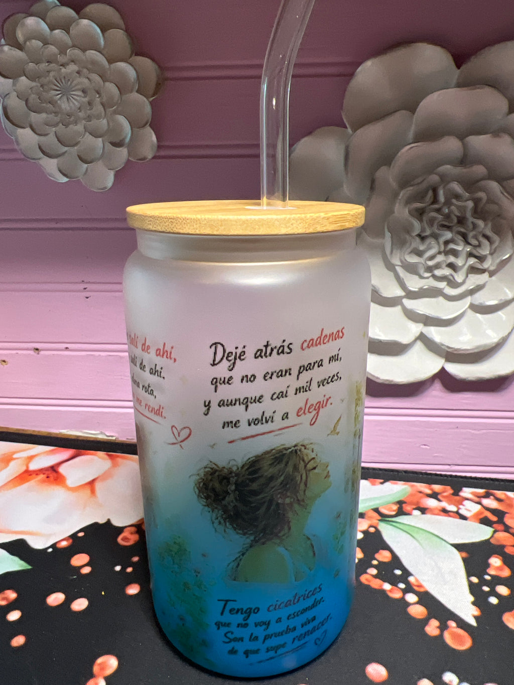 Salí de ahí Frosted glass cup 16 oz