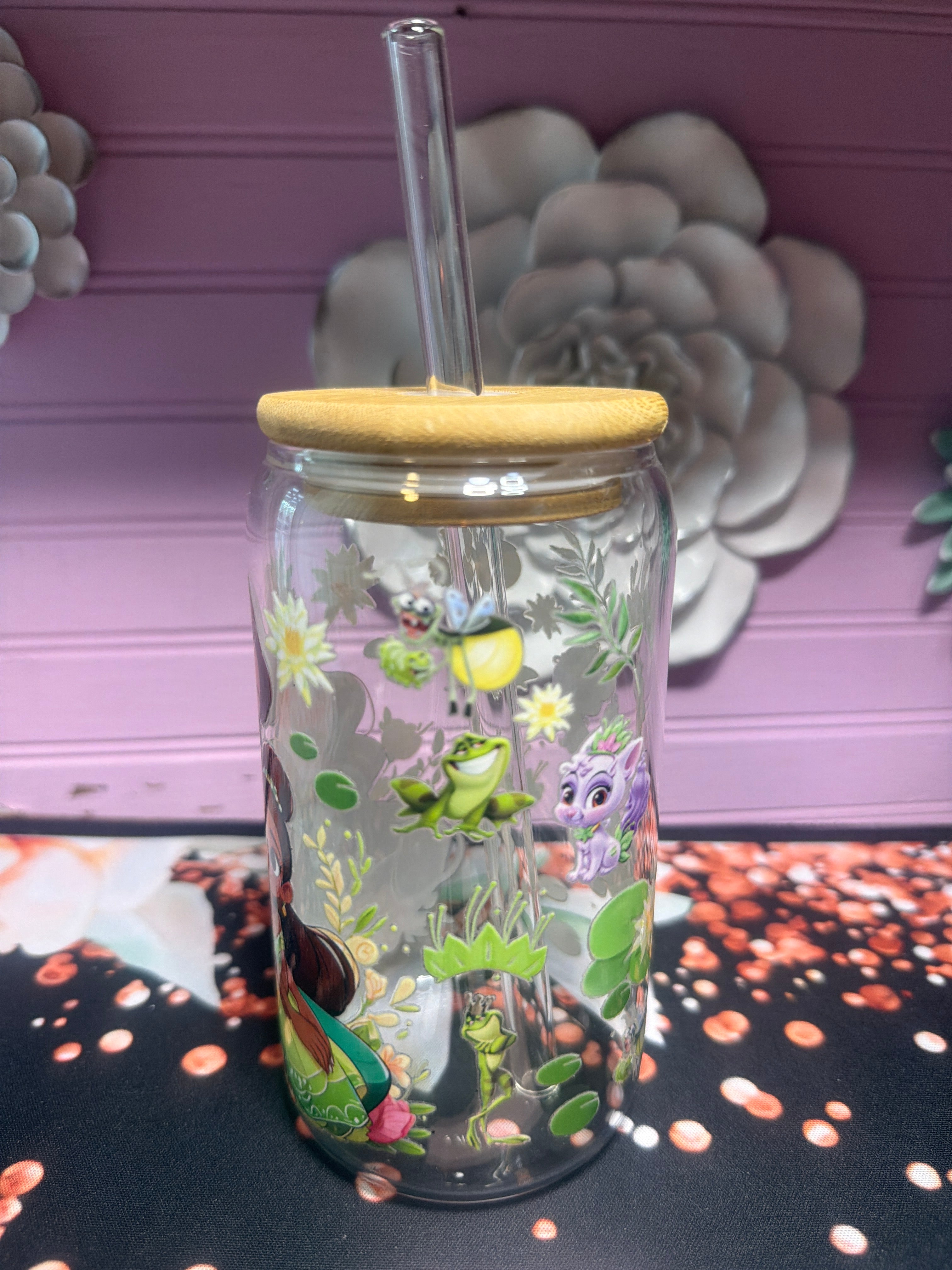 Tiana glass cup 16 oz stickers UV-DTF